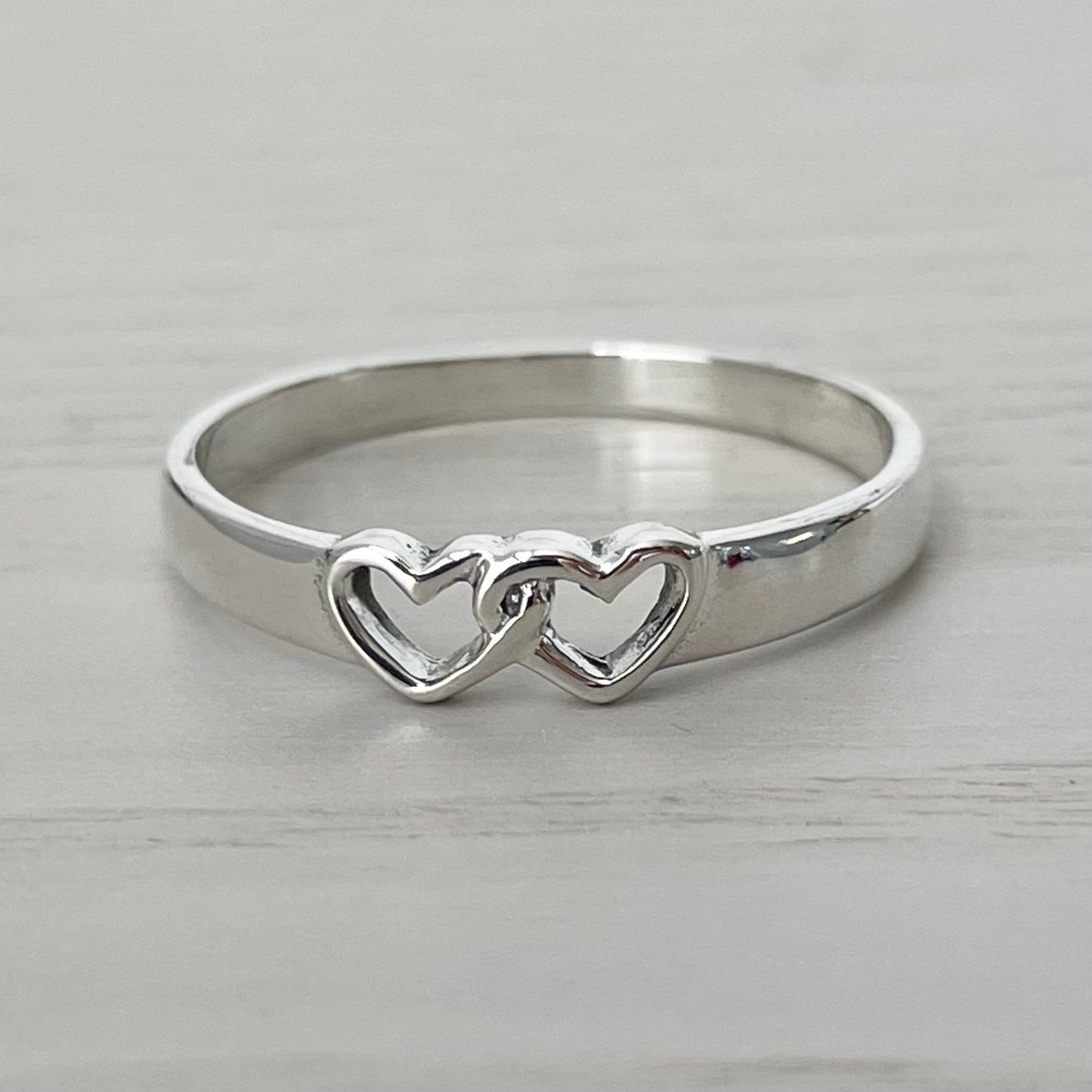 Sterling silver Dainty two Hearts Ring, I Love You, Heart Love Ring, Silver Heart Ring, Dainty Heart Ring, Care Ring, Promise Hearts Ring