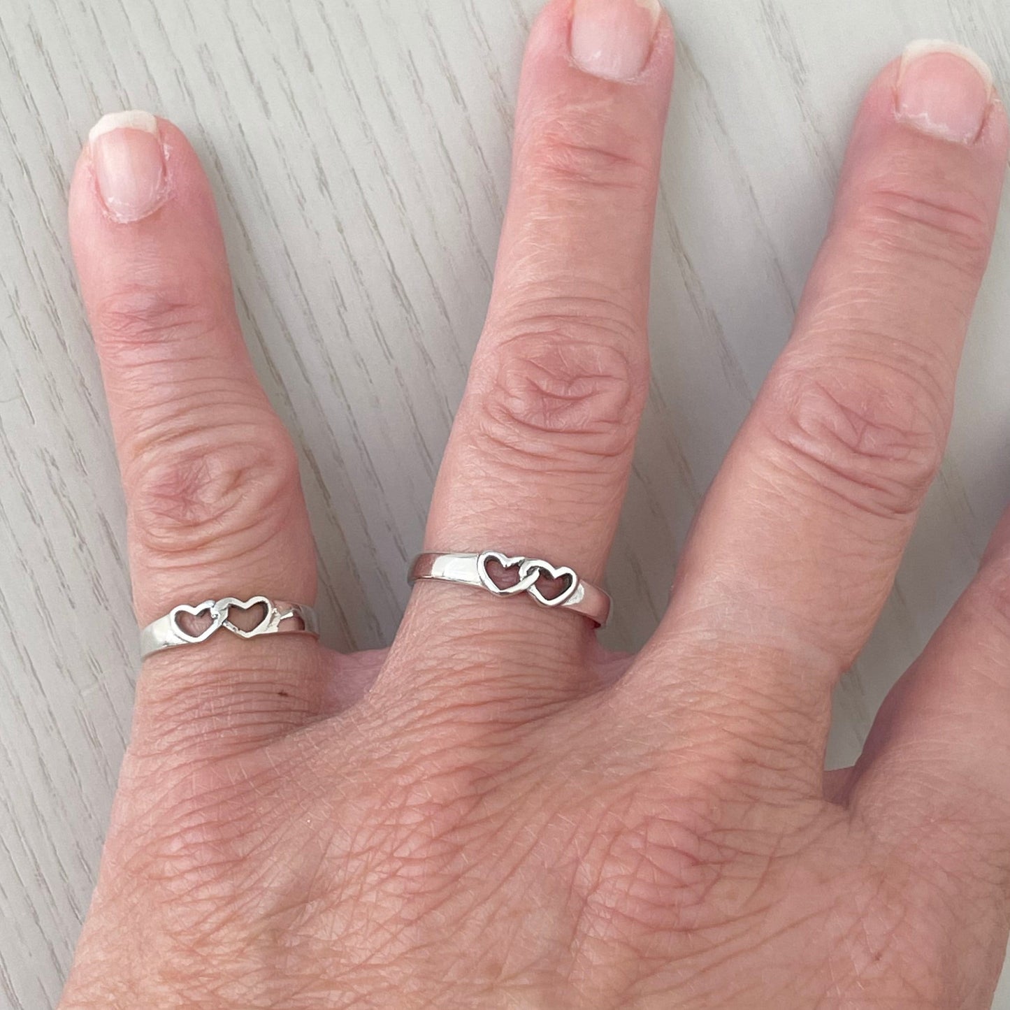 Sterling silver Dainty two Hearts Ring, I Love You, Heart Love Ring, Silver Heart Ring, Dainty Heart Ring, Care Ring, Promise Hearts Ring