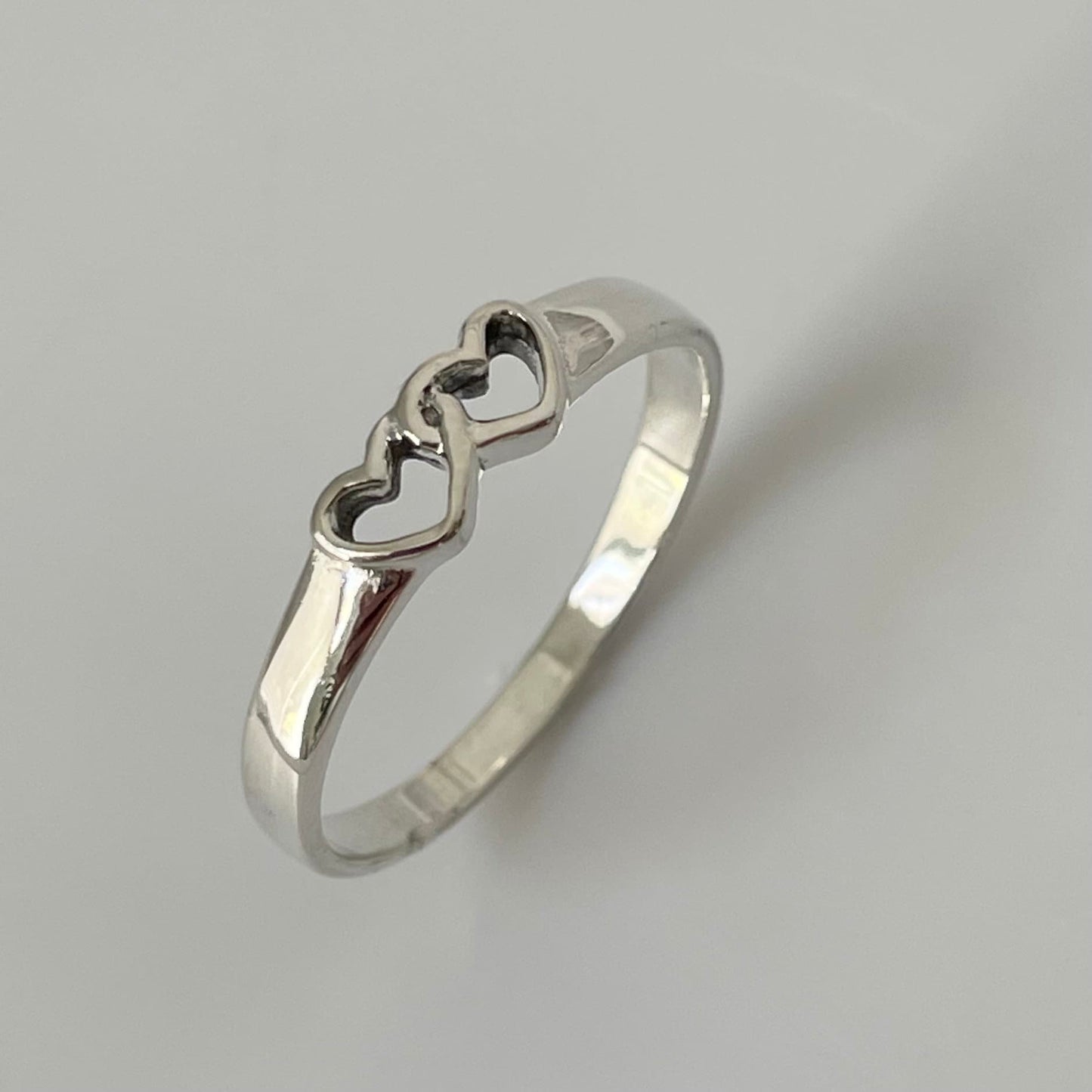 Sterling silver Dainty two Hearts Ring, I Love You, Heart Love Ring, Silver Heart Ring, Dainty Heart Ring, Care Ring, Promise Hearts Ring