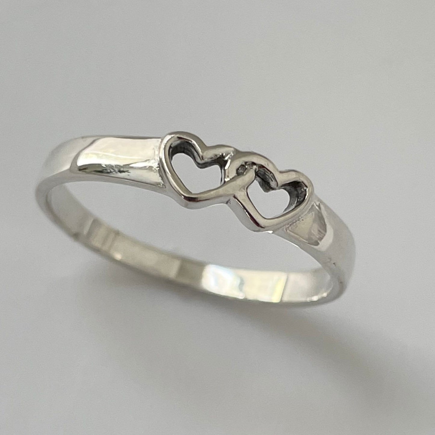 Sterling silver Dainty two Hearts Ring, I Love You, Heart Love Ring, Silver Heart Ring, Dainty Heart Ring, Care Ring, Promise Hearts Ring
