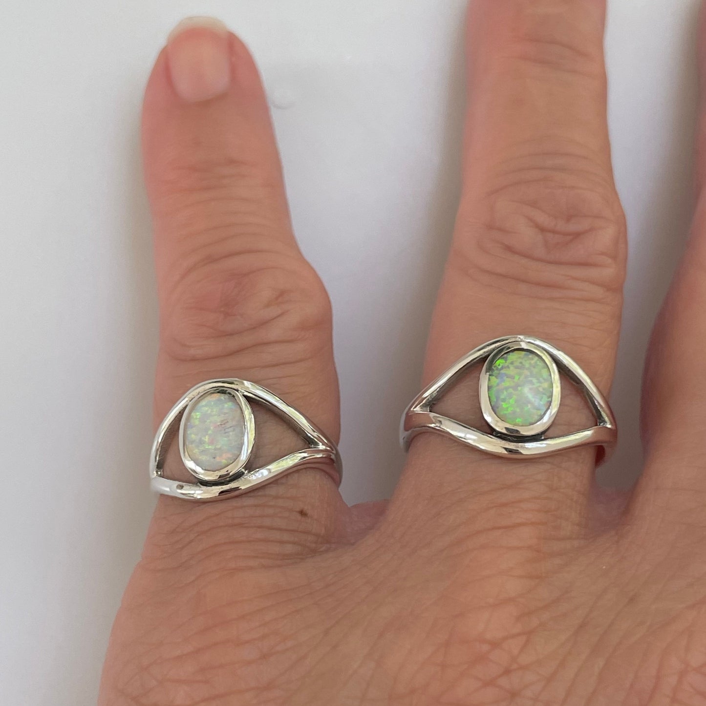 White Opal Big Eye Sterling Silver Ring, Silver Ring, Stone Ring, Boho Ring, All Seeing Eye Ring, Opal Ring, Love Ring, Statement Ring