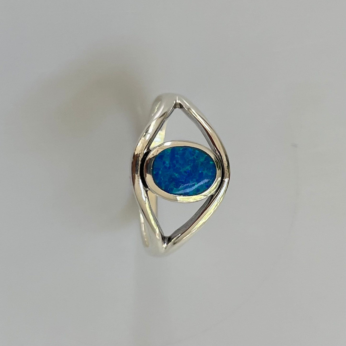 Sterling Silver Blue Opal Ring, Promise Opal Silver Ring, Silver Opal Ring, Opal Statement Ring, Opal Happiness Ring, Blue Opal Eye Ring