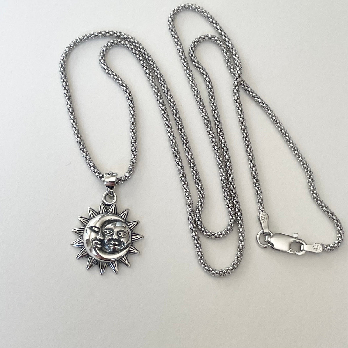 Sterling Silver Sun and Moon Pendant Necklace: Unisex Promise Jewelry