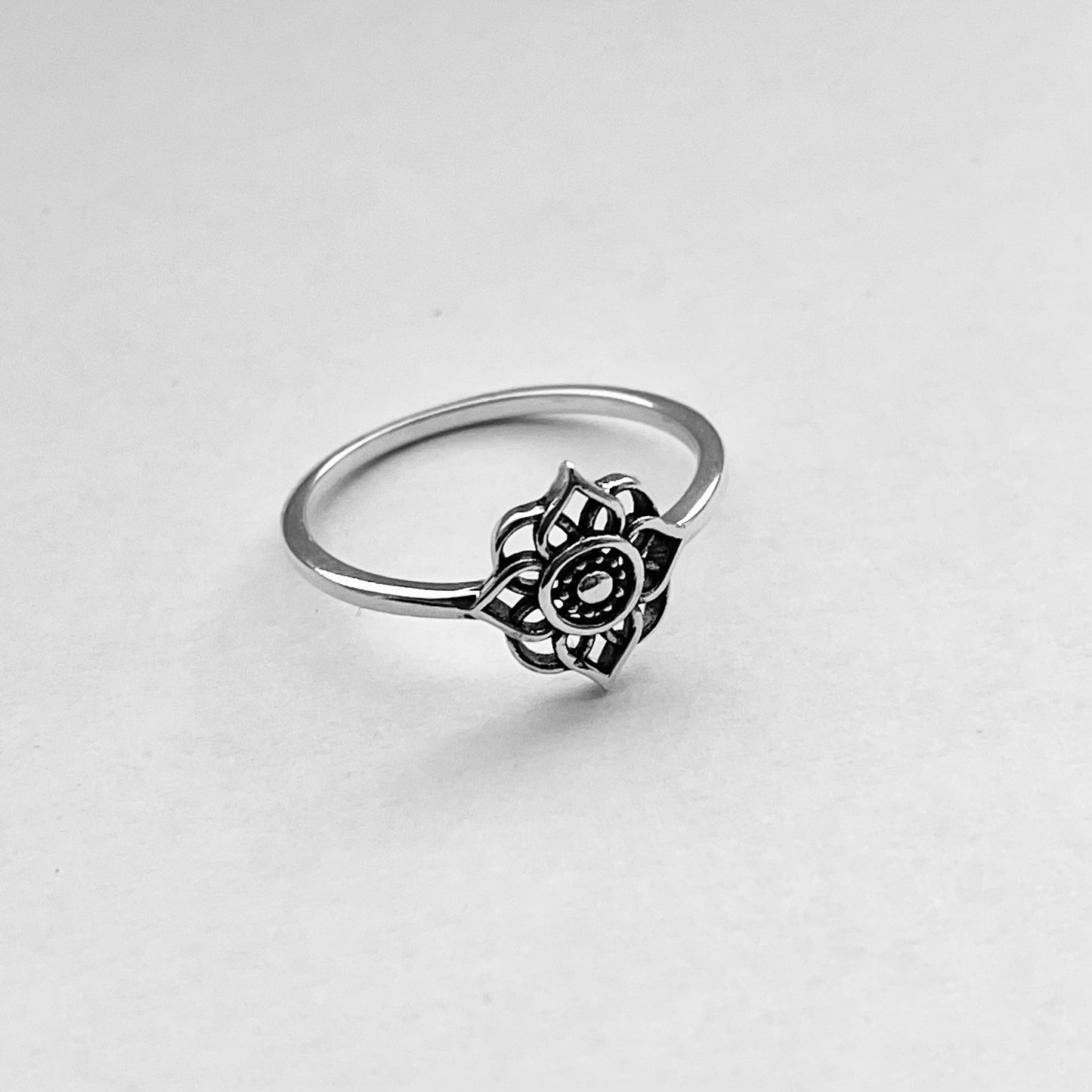 Sterling Silver Lotus Flower Ring, Spiritual Ring, Silver Love Ring, Flower Promise Ring, Mandala Flower Ring, Floral Ring, Silver Ring