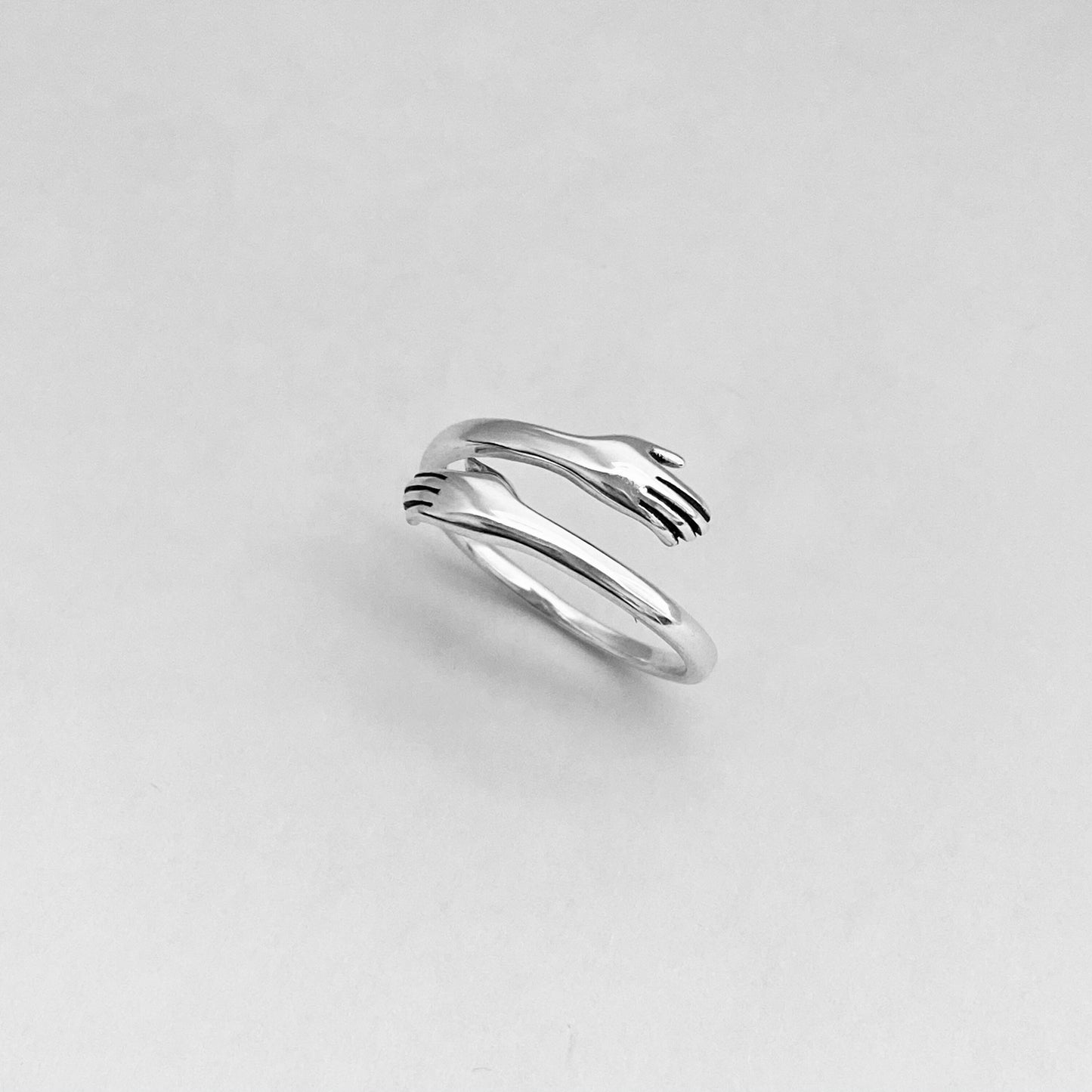 Sterling Silver Hug Ring: Delicate Promise Love Ring