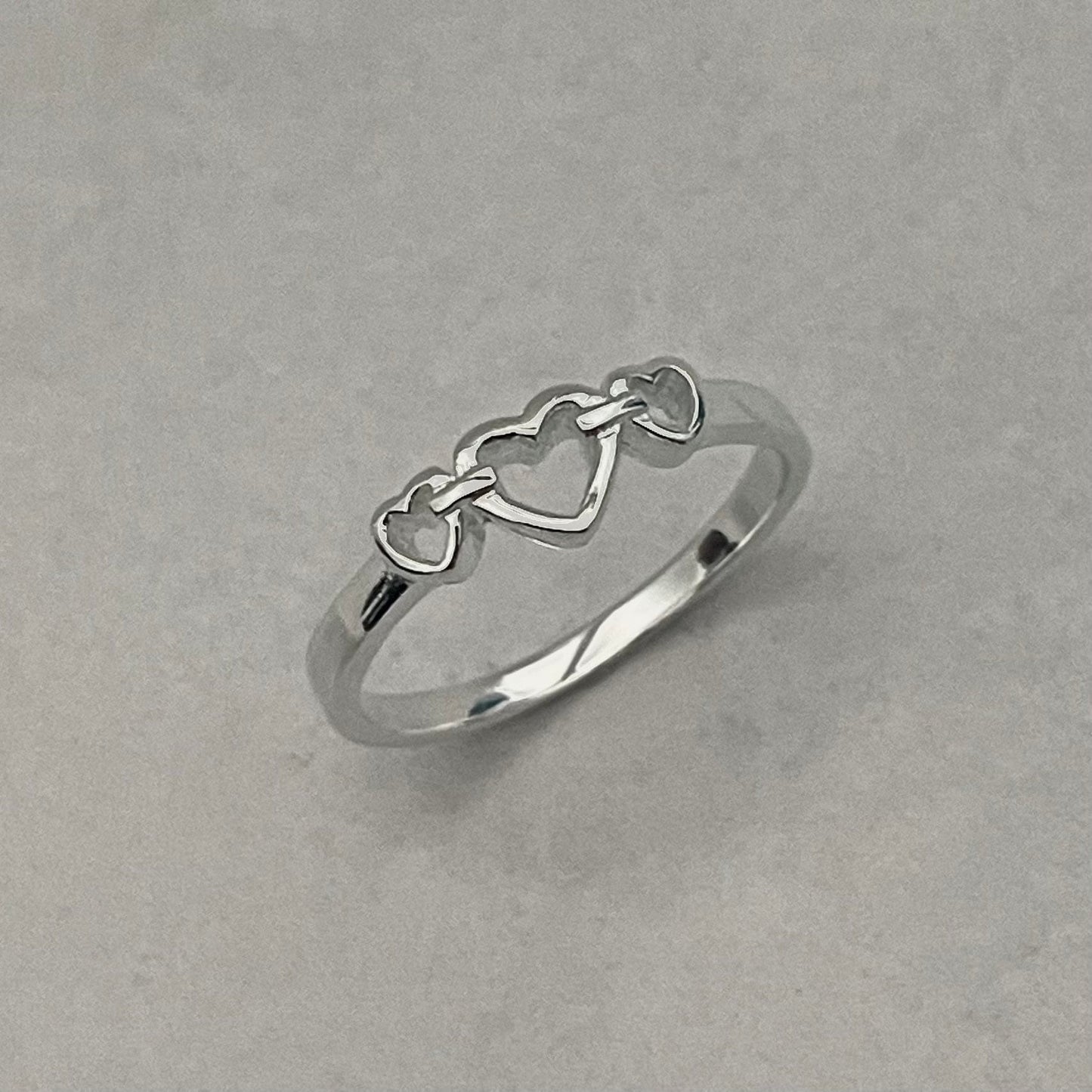 Three Hearts Sterling Silver Ring, Dainty Ring, Heart Ring, I Love You Ring, Promise Ring, Care Ring, Friendship Ring, Just Because Ring.