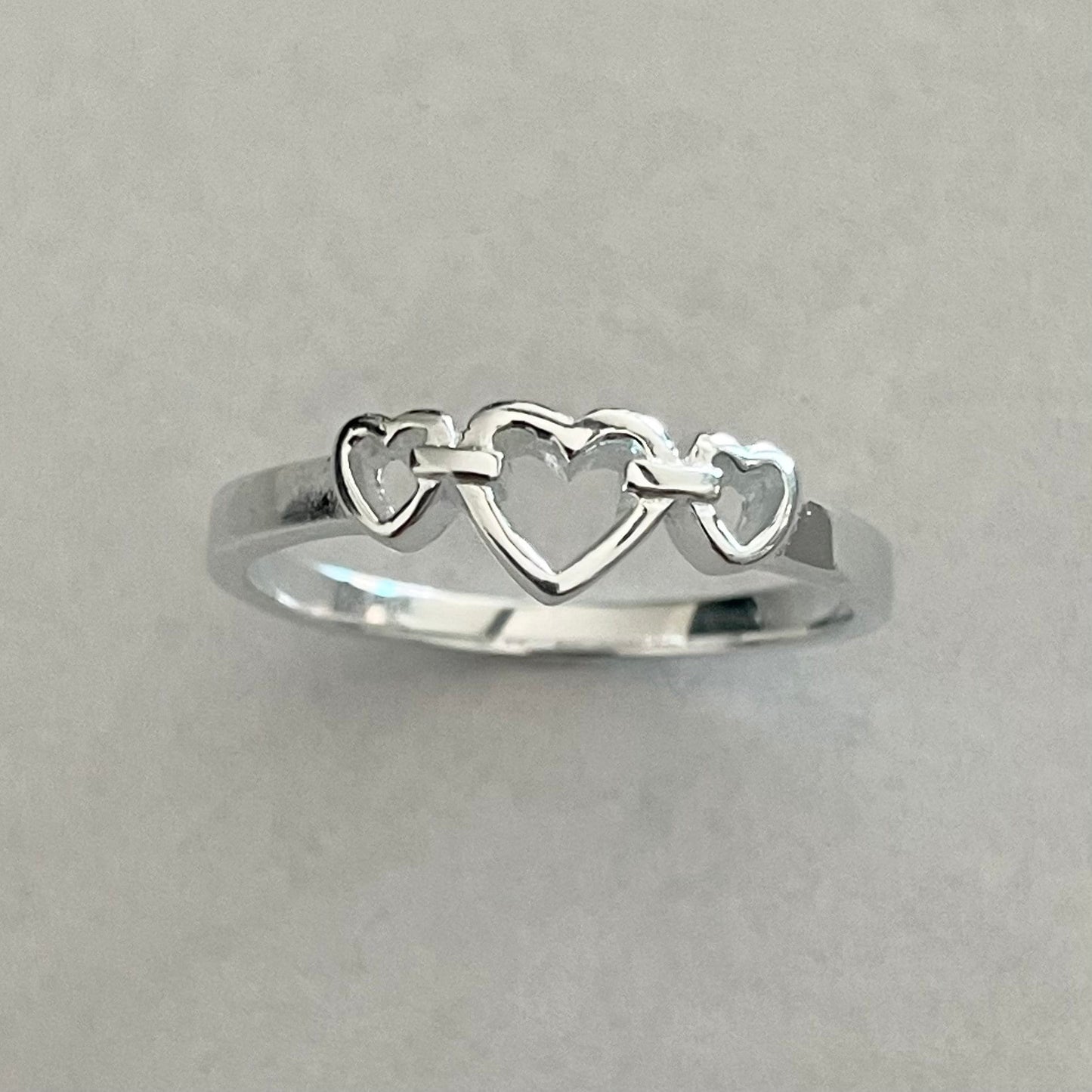 Three Hearts Sterling Silver Ring, Dainty Ring, Heart Ring, I Love You Ring, Promise Ring, Care Ring, Friendship Ring, Just Because Ring.
