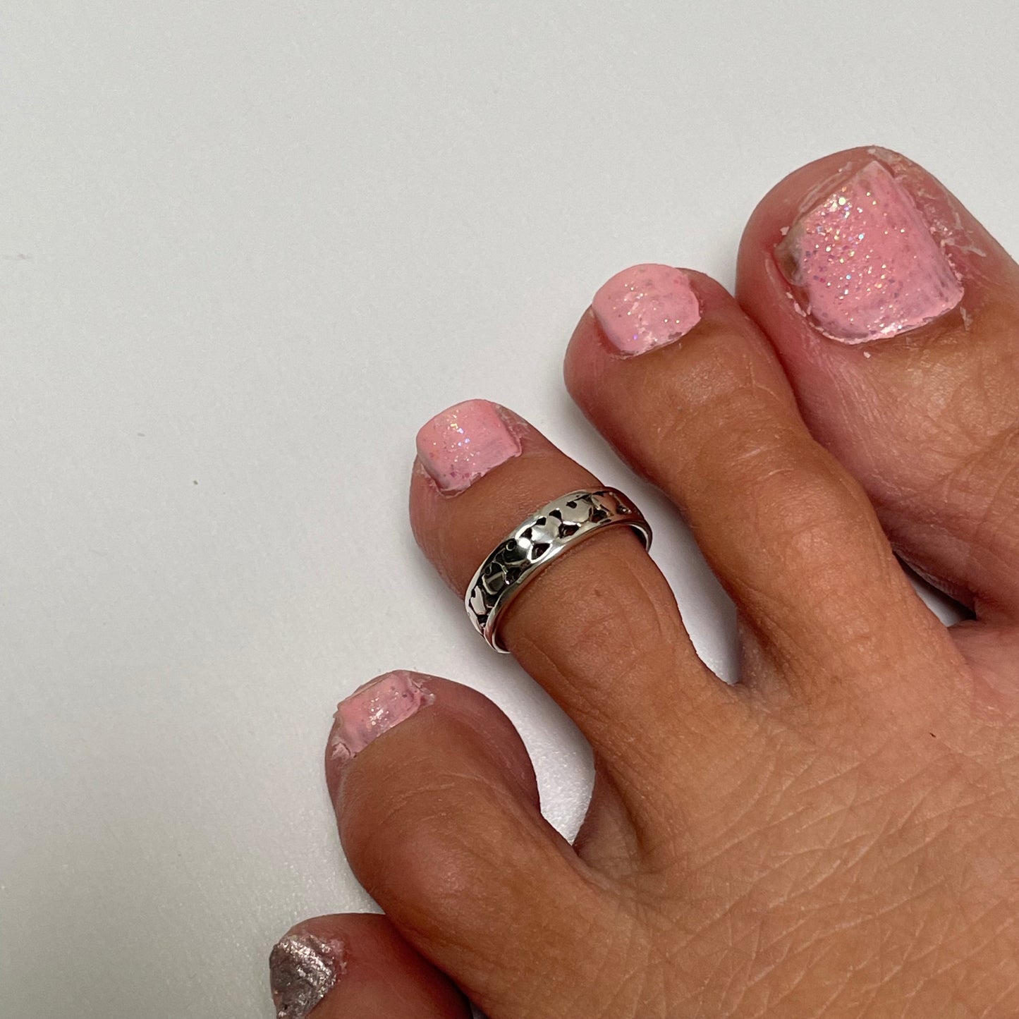 Sterling Silver Hearts Toe Ring: 925 Stamped Midi Ring