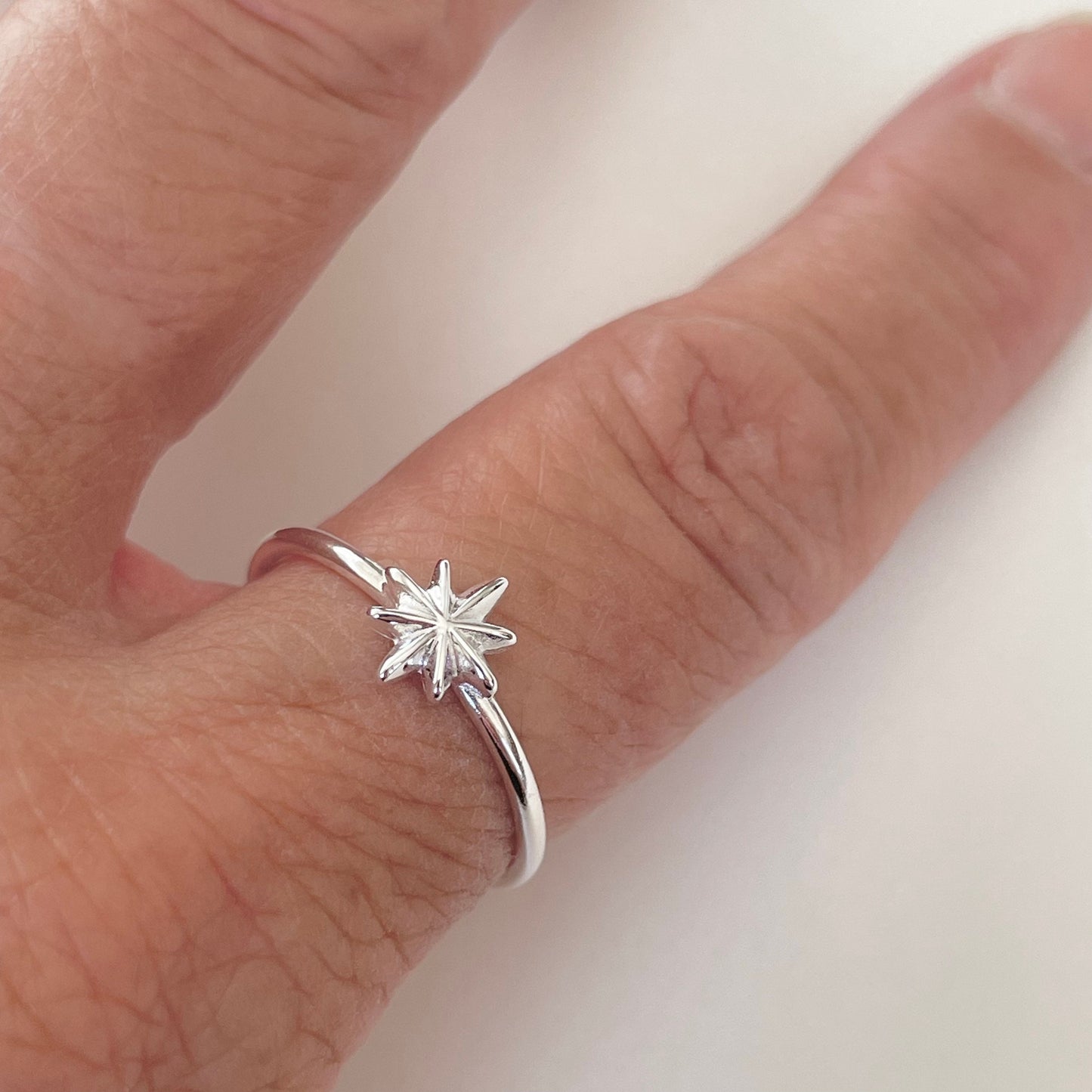 Sterling Silver Star Ring: Dainty High Polish Starlight Band