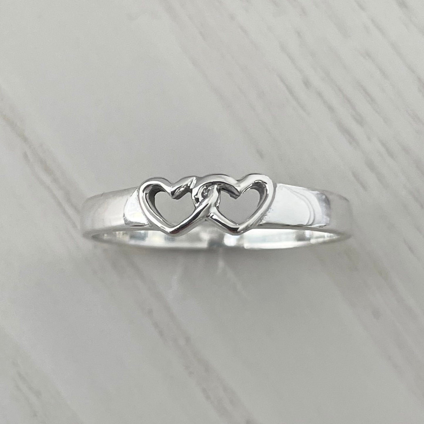 Sterling silver Dainty two Hearts Ring, I Love You, Heart Love Ring, Silver Heart Ring, Dainty Heart Ring, Care Ring, Promise Hearts Ring