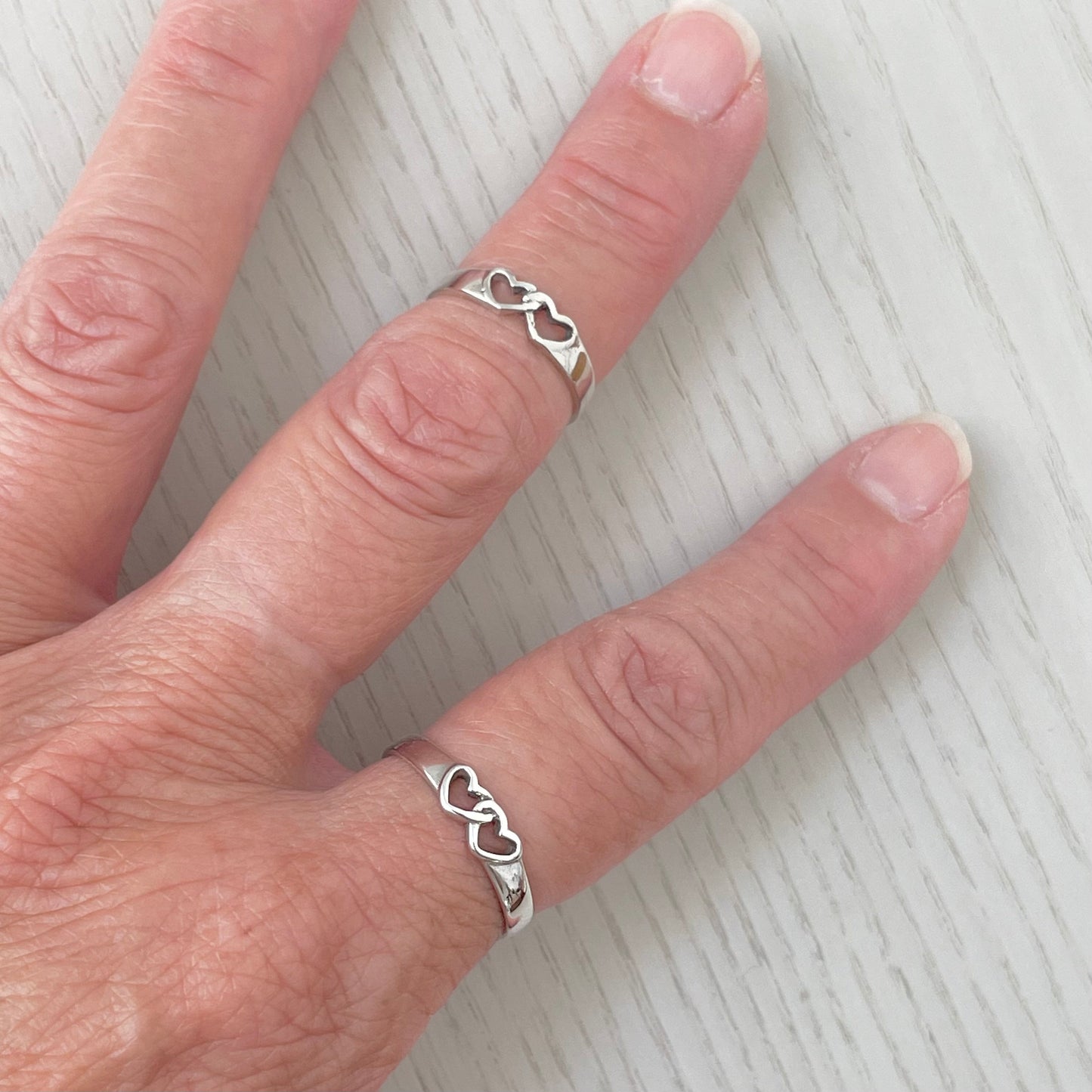 Sterling silver Dainty two Hearts Ring, I Love You, Heart Love Ring, Silver Heart Ring, Dainty Heart Ring, Care Ring, Promise Hearts Ring