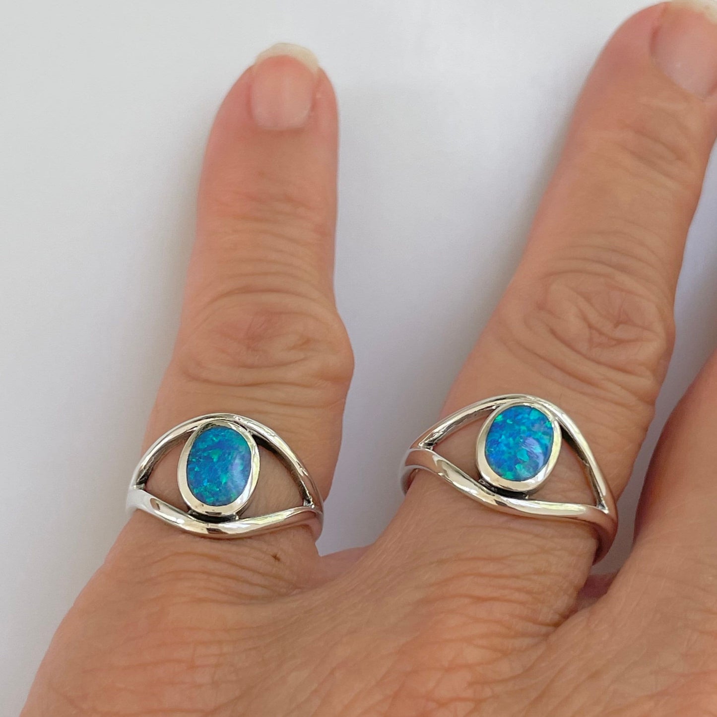 Sterling Silver Blue Opal Ring, Promise Opal Silver Ring, Silver Opal Ring, Opal Statement Ring, Opal Happiness Ring, Blue Opal Eye Ring