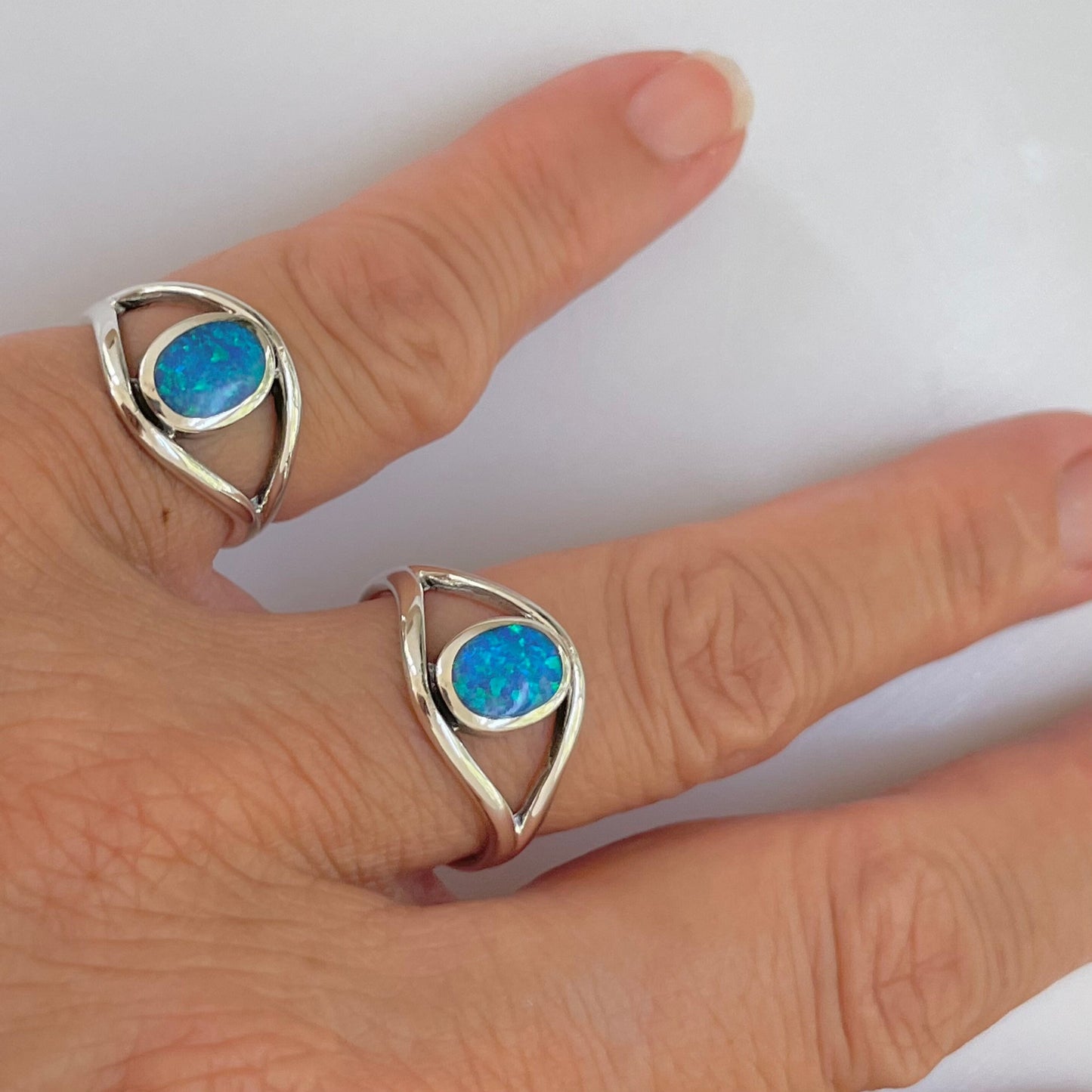 Sterling Silver Blue Opal Ring, Promise Opal Silver Ring, Silver Opal Ring, Opal Statement Ring, Opal Happiness Ring, Blue Opal Eye Ring