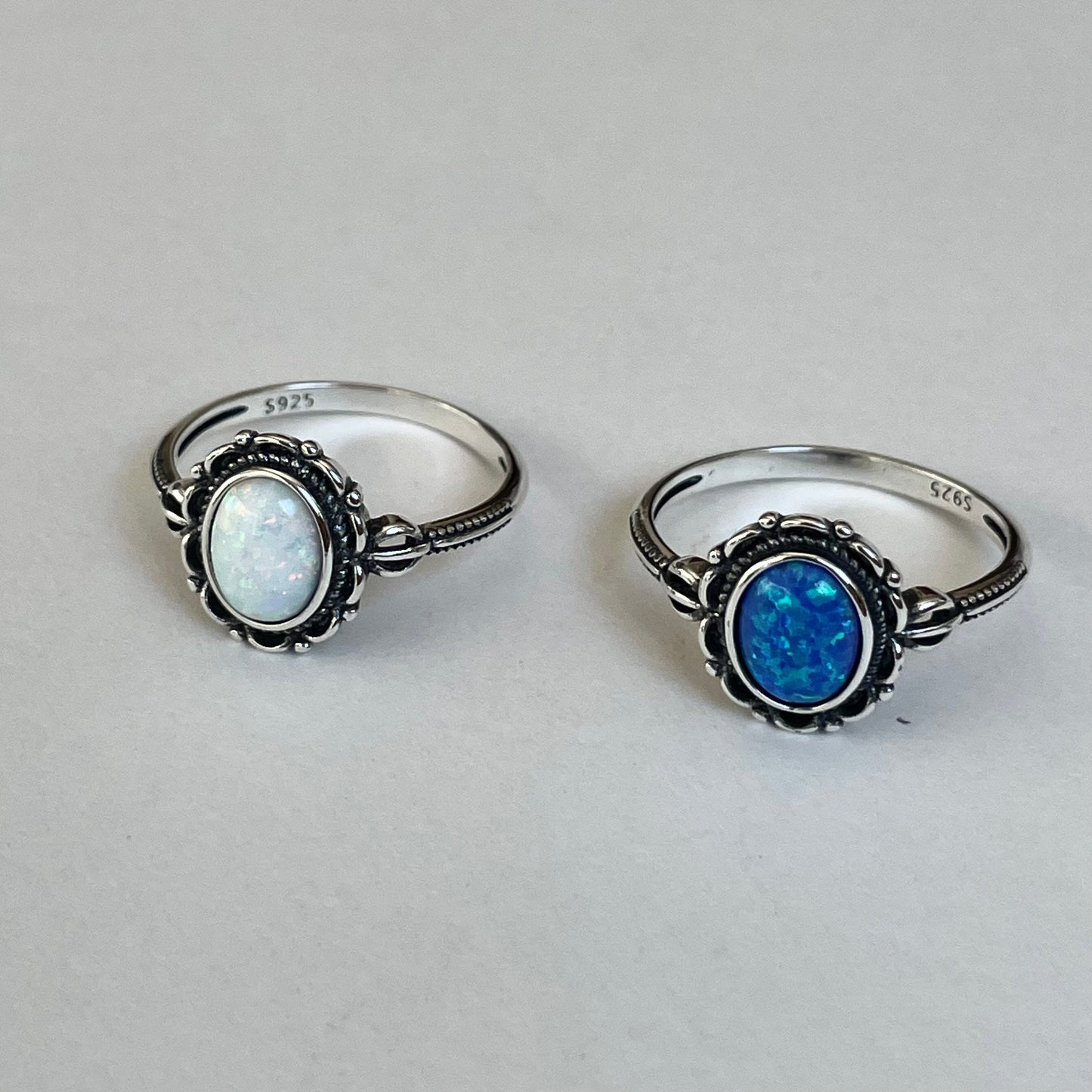 Sterling Silver White Opal Victorian Flower Ring, Silver Flower Ring, Boho Ring, Opal Flower Ring, Promise Love Ring, Silver Floral Ring