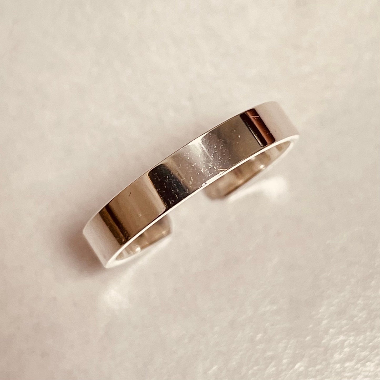 Sterling Silver Plain Polished 3mm Flat Band Toe Ring - Plain Toe Band - Mini Ring - Adjustable Ring or Toe - Silver Flat Toe Ring.