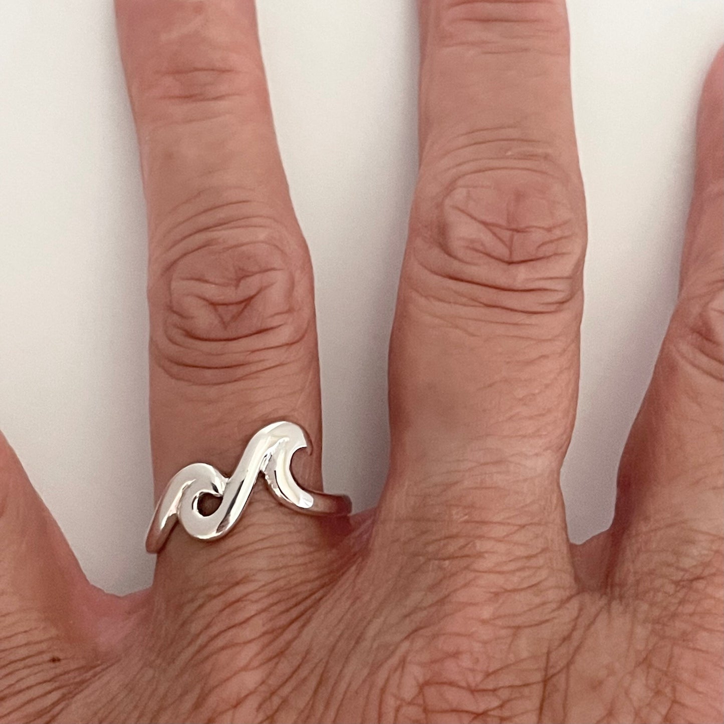 Sterling Silver Polished Wave Ring, Beach Silver Ring, Silver Ocean Ring, Surfer Ring, Lifegard Wave Ring, Happy Ring, Statement Ring