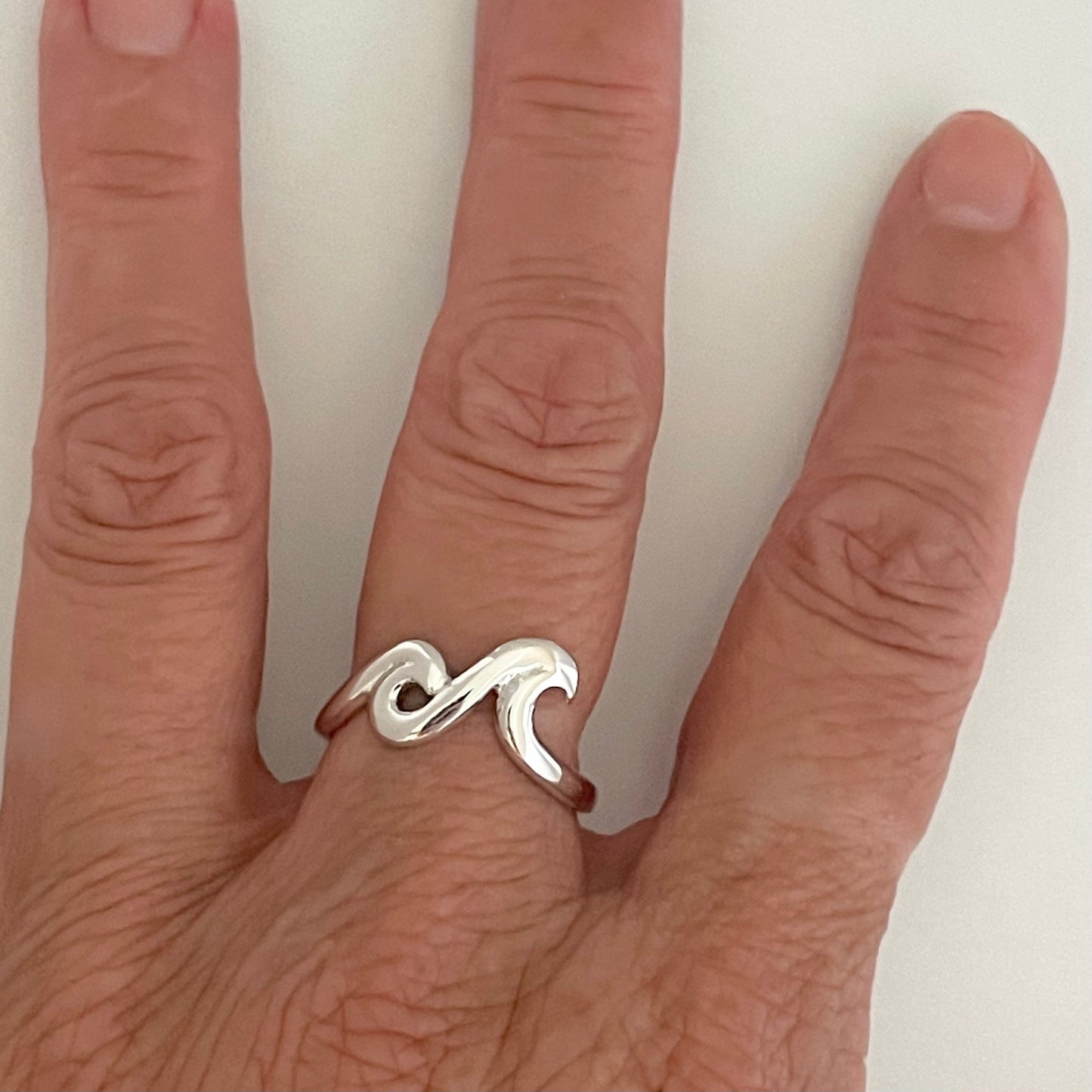 Sterling Silver Polished Wave Ring, Beach Silver Ring, Silver Ocean Ring, Surfer Ring, Lifegard Wave Ring, Happy Ring, Statement Ring
