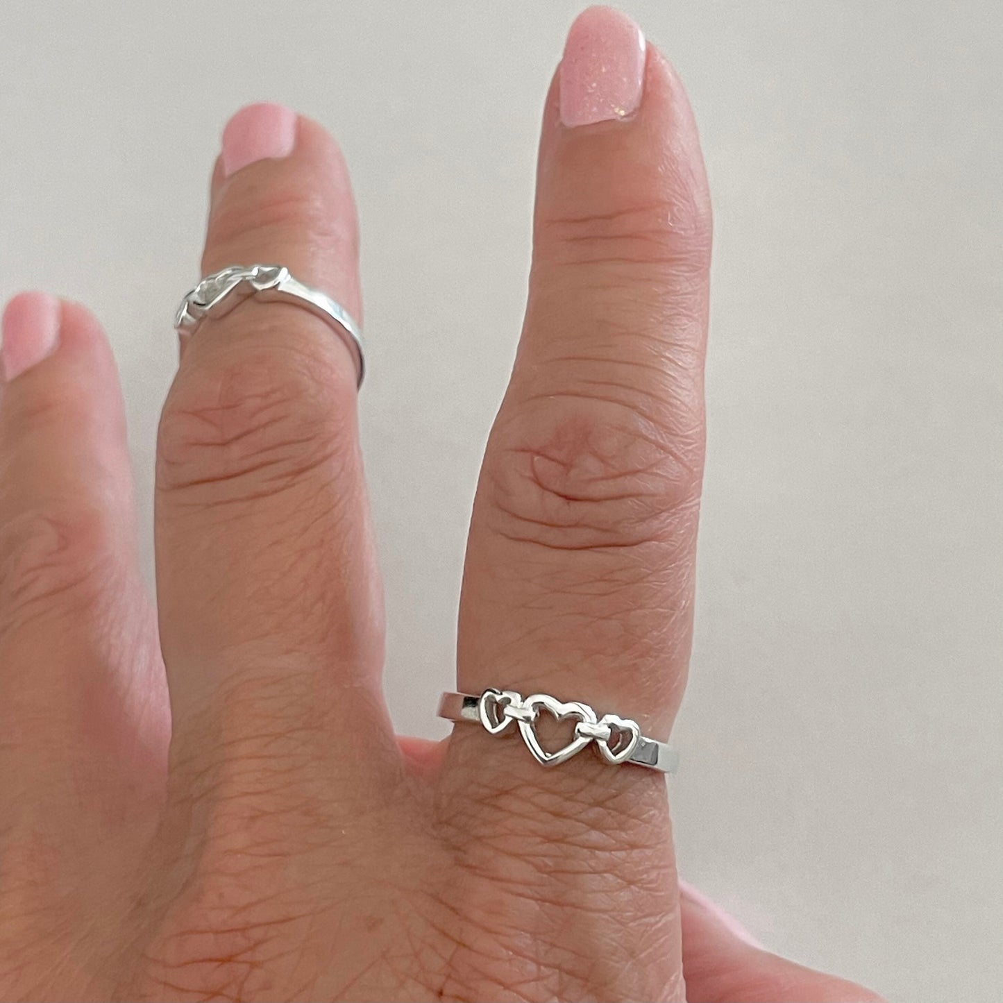 Three Hearts Sterling Silver Ring, Dainty Ring, Heart Ring, I Love You Ring, Promise Ring, Care Ring, Friendship Ring, Just Because Ring.