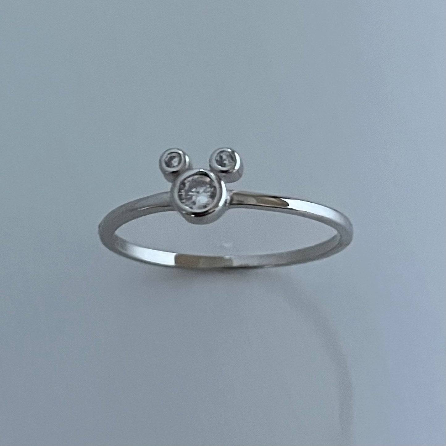 CZ Mickey Mouse Sterling Silver Ring: Dainty Mouse Ears