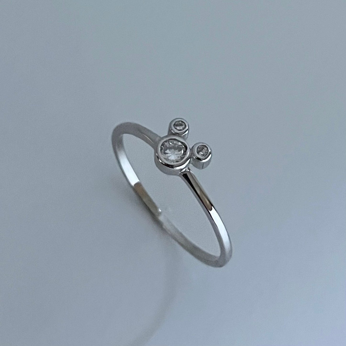 Mickey Mouse Head CZ Sterling Silver Ring, Mouse Ears Ring, Silver Mickey Ring, Mickey Toe Ring, Cubic Zirconia Ring, Girl Promise Ring