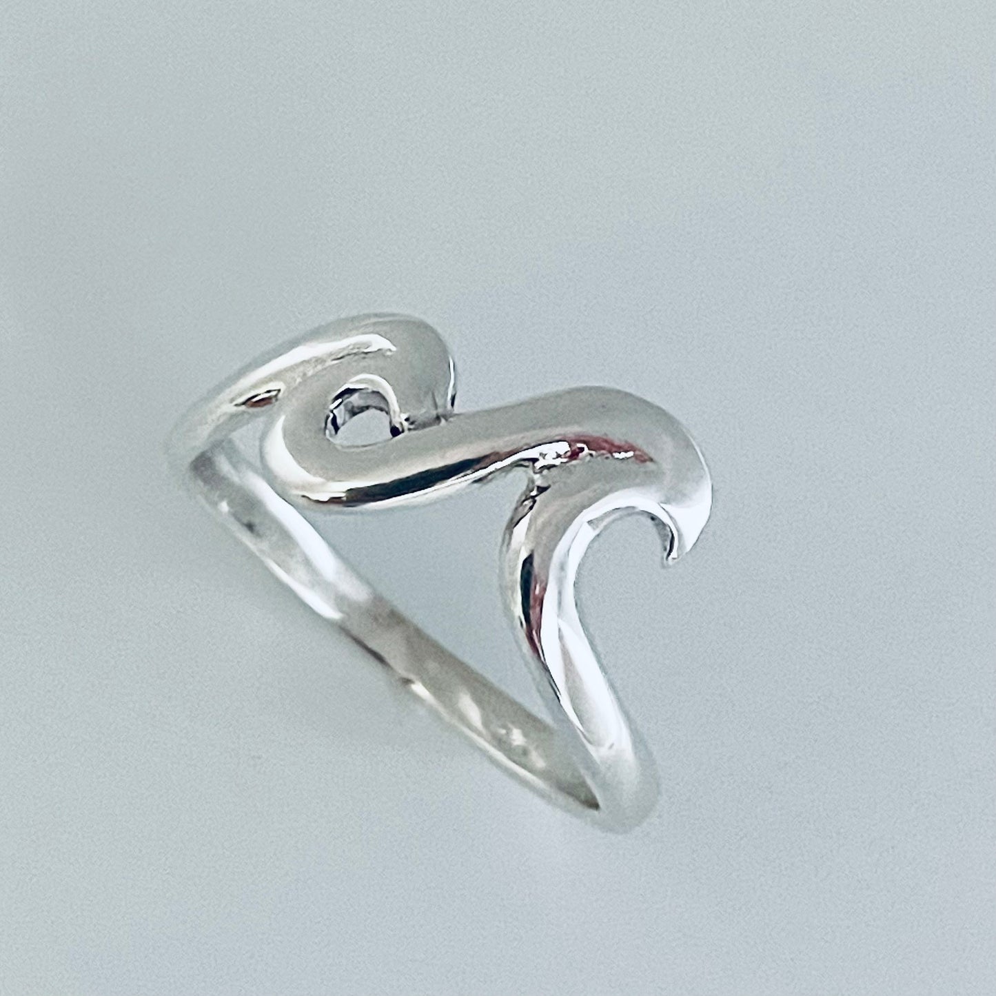 Sterling Silver Polished Wave Ring, Beach Silver Ring, Silver Ocean Ring, Surfer Ring, Lifegard Wave Ring, Happy Ring, Statement Ring