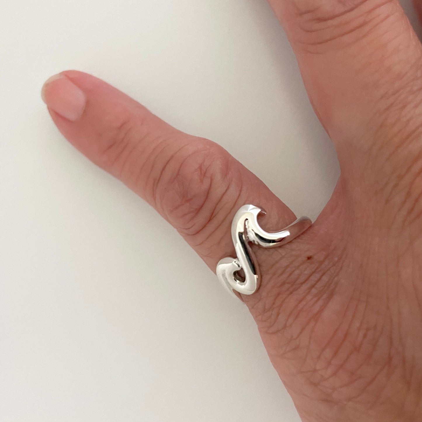Sterling Silver Polished Wave Ring, Beach Silver Ring, Silver Ocean Ring, Surfer Ring, Lifegard Wave Ring, Happy Ring, Statement Ring