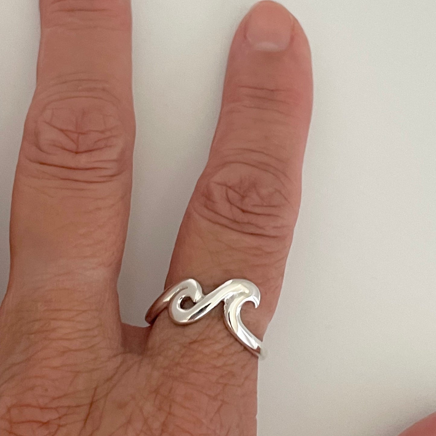 Sterling Silver Polished Wave Ring, Beach Silver Ring, Silver Ocean Ring, Surfer Ring, Lifegard Wave Ring, Happy Ring, Statement Ring