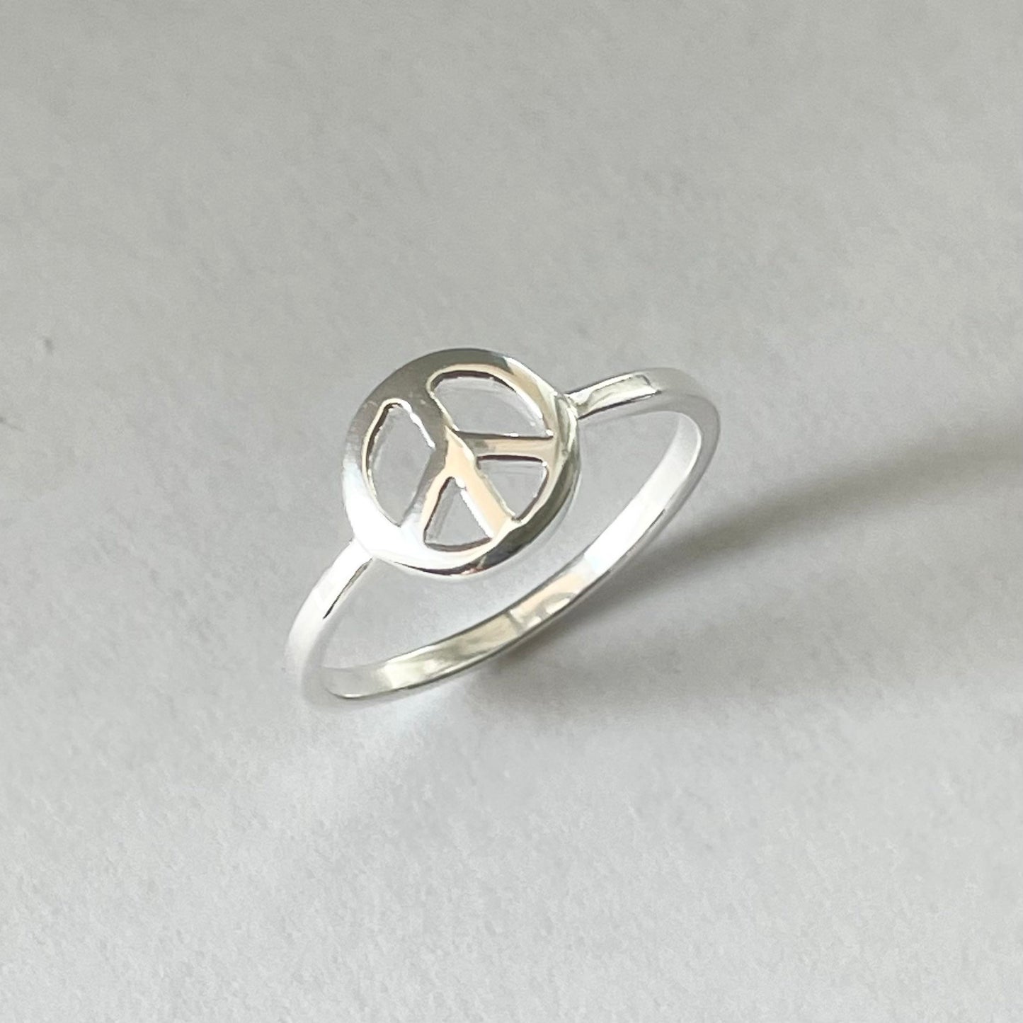 Dainty Peace Sign Sterling Silver Ring, Hippie Ring, Silver Peace Ring, Promise Peace Sign Ring, Peace Love Ring, Statement Peace Ring