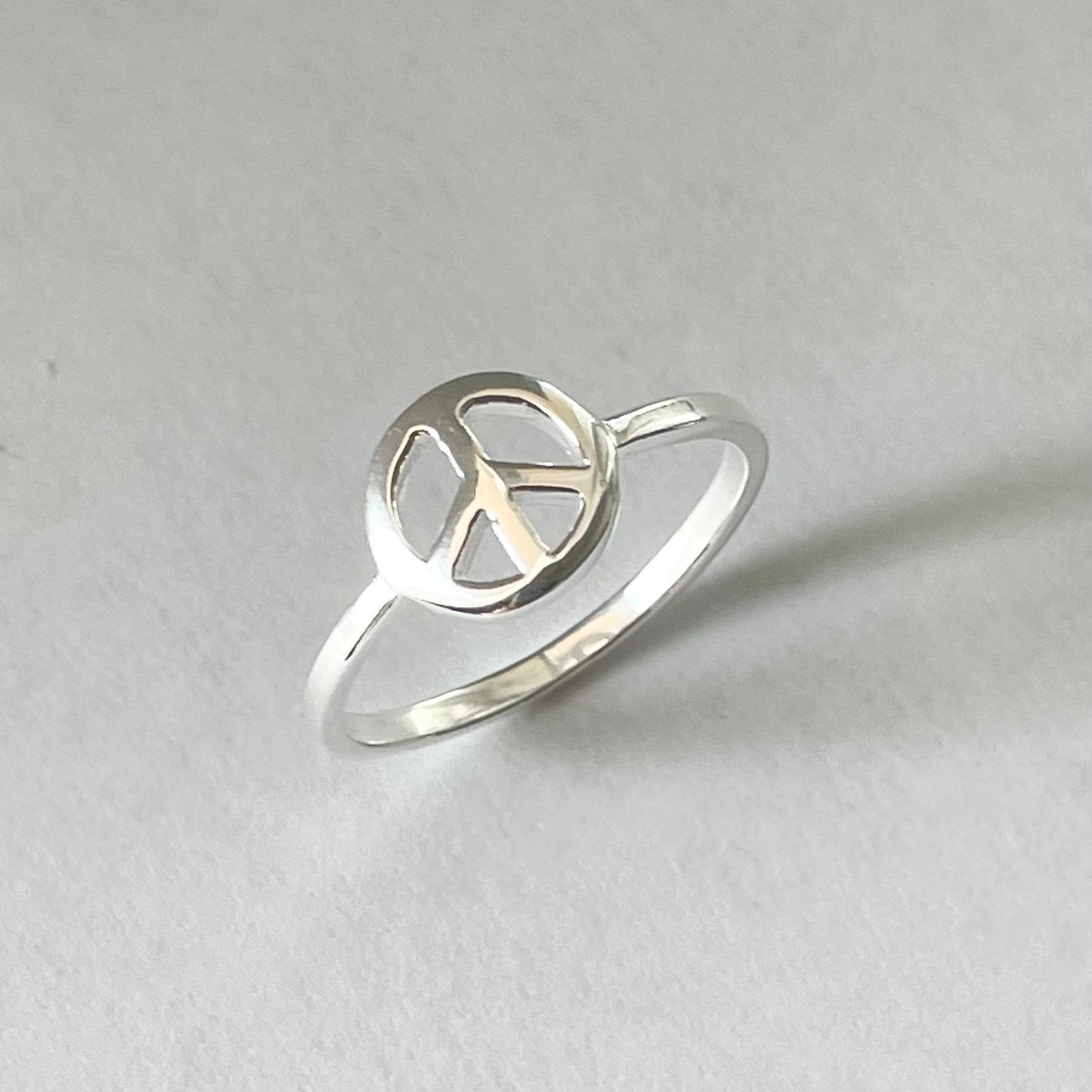 Dainty Sterling Silver Peace Sign Ring: Hippie Jewelry