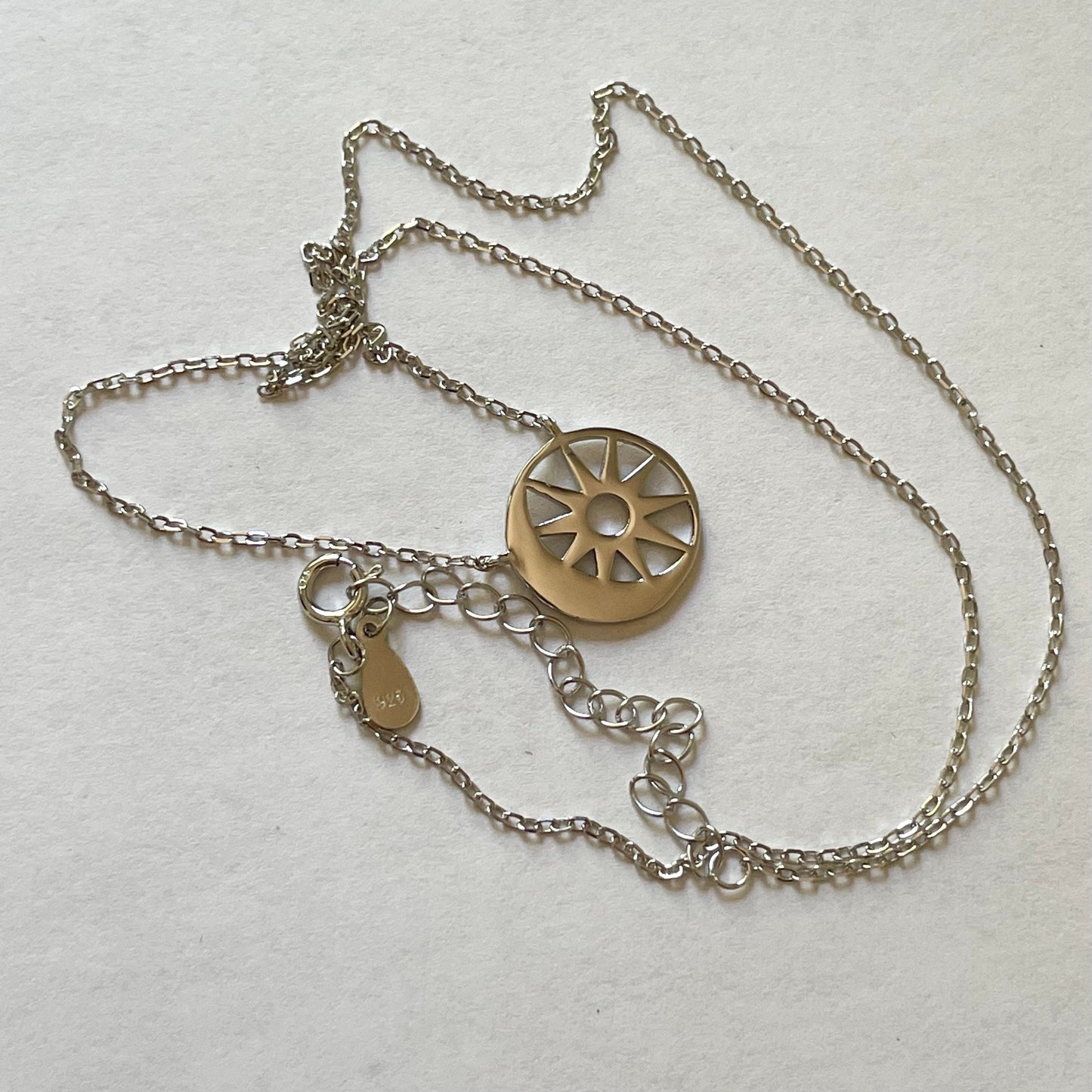 Dainty Sterling Silver Sun & Moon Pendant Necklace - Celestial Jewelry