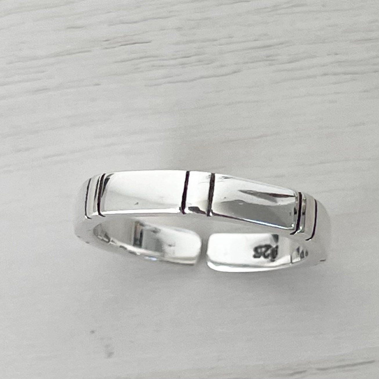 Sterling Silver Bamboo Toe Ring - Adjustable Midi Band