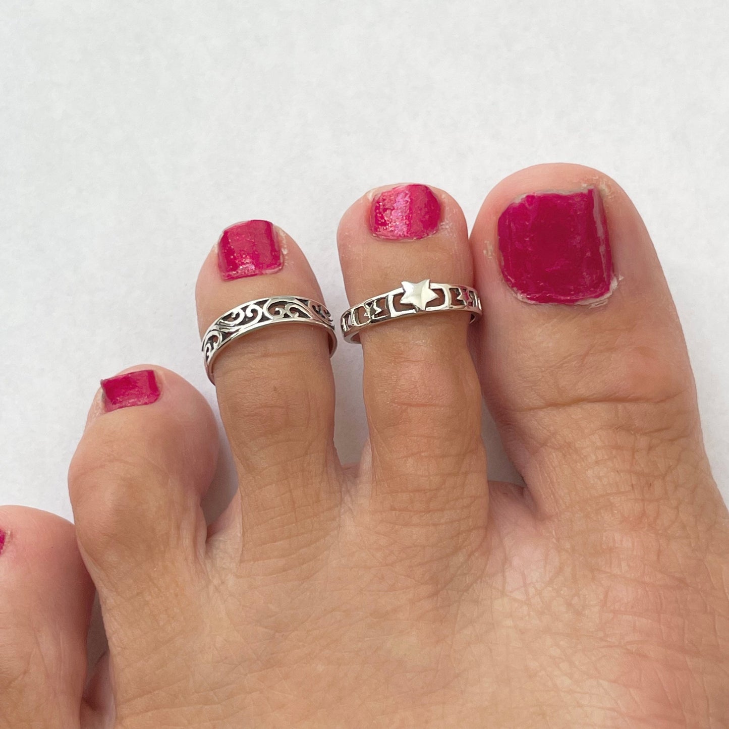 Sterling Silver Filigree Swirl Band Toe Ring - Boho Toe Band, Silver Mini Ring, Adjustable Ring or Toe, Swirls Toe Ring - Silver toe Band