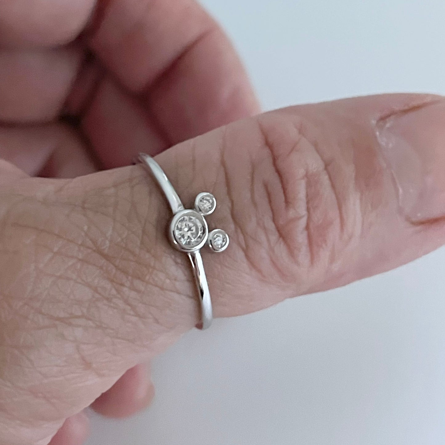 Mickey Mouse Head CZ Sterling Silver Ring, Mouse Ears Ring, Silver Mickey Ring, Mickey Toe Ring, Cubic Zirconia Ring, Girl Promise Ring