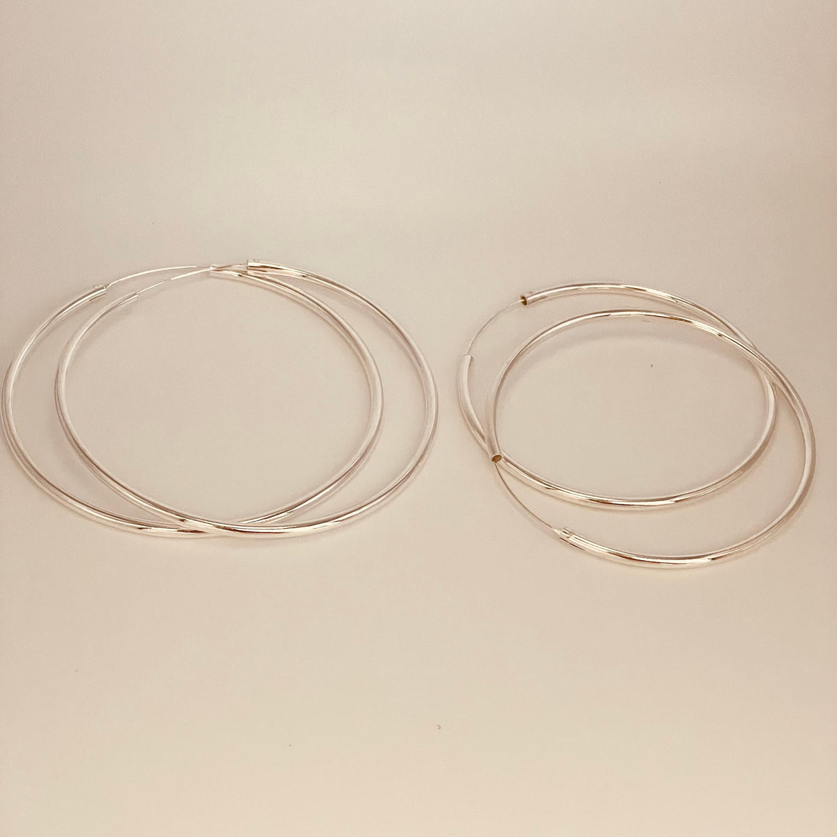Sterling Silver Continuous Hoop Earrings: 70mm or 80mm