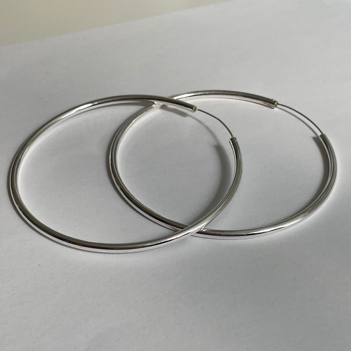 Sterling Silver Continuous Hoop Earrings: 70mm or 80mm