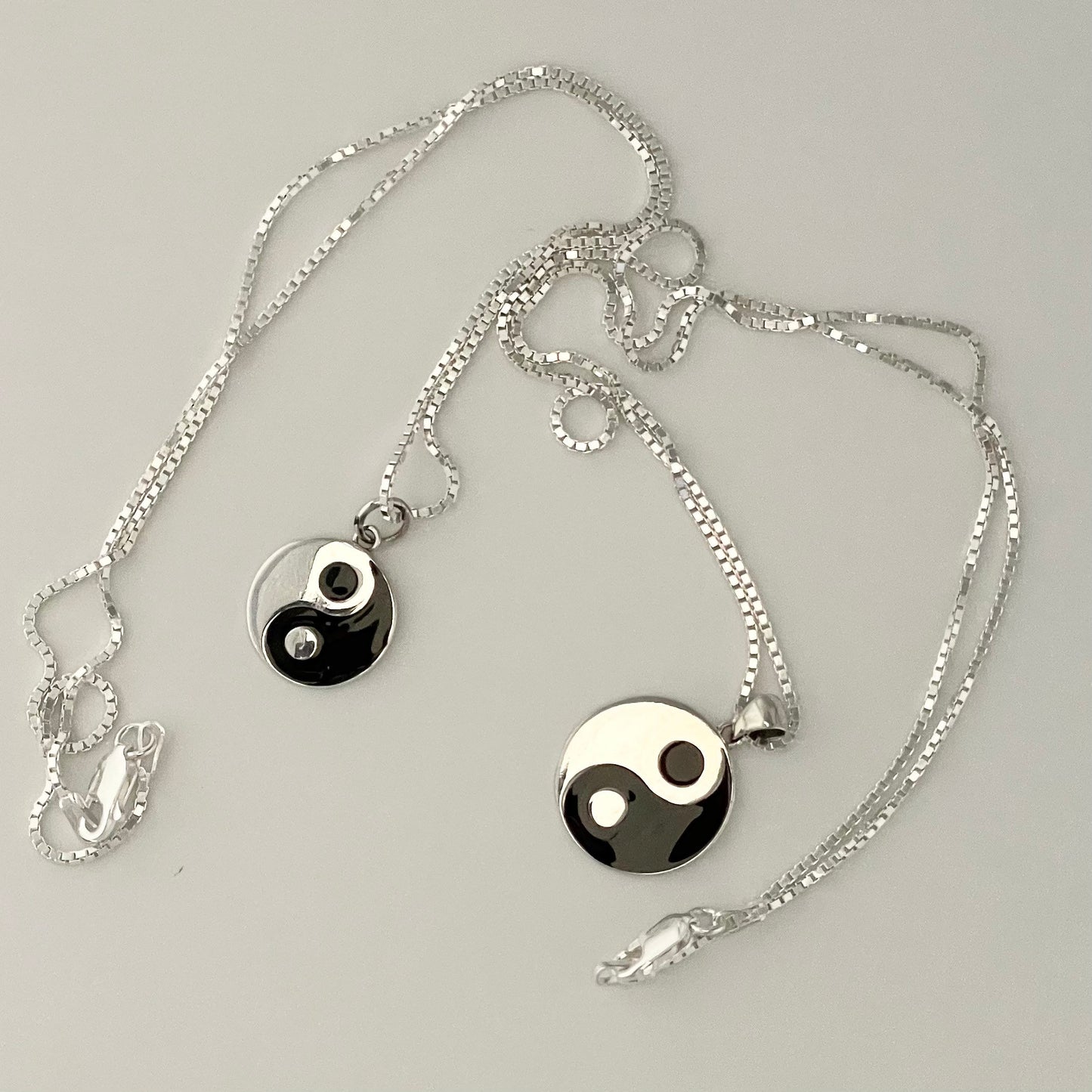 Sterling Silver Small or Large Yin and Yang Pendant Necklace, Boho Necklace, Yin & Yang Pendant, Silver Necklace, Silver Chain Necklace