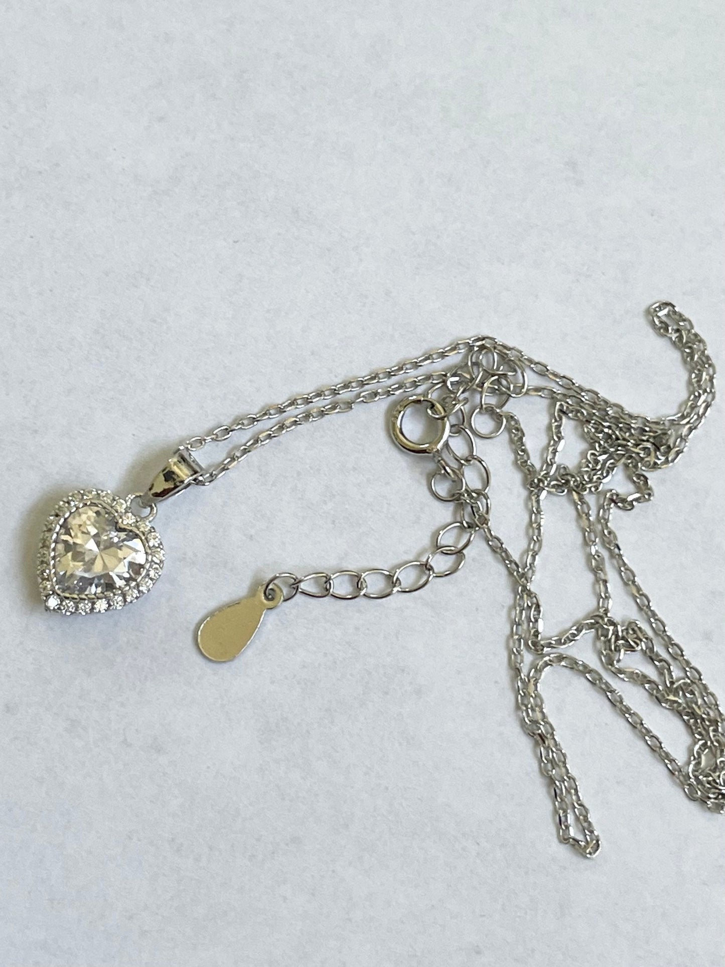Sterling Silver Solitaire CZ Pendant Necklace: Heart, Teardrop, Round