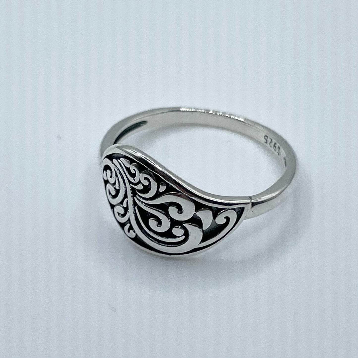 Oxidized Sterling Silver Swirl Ring: Boho Statement Jewelry