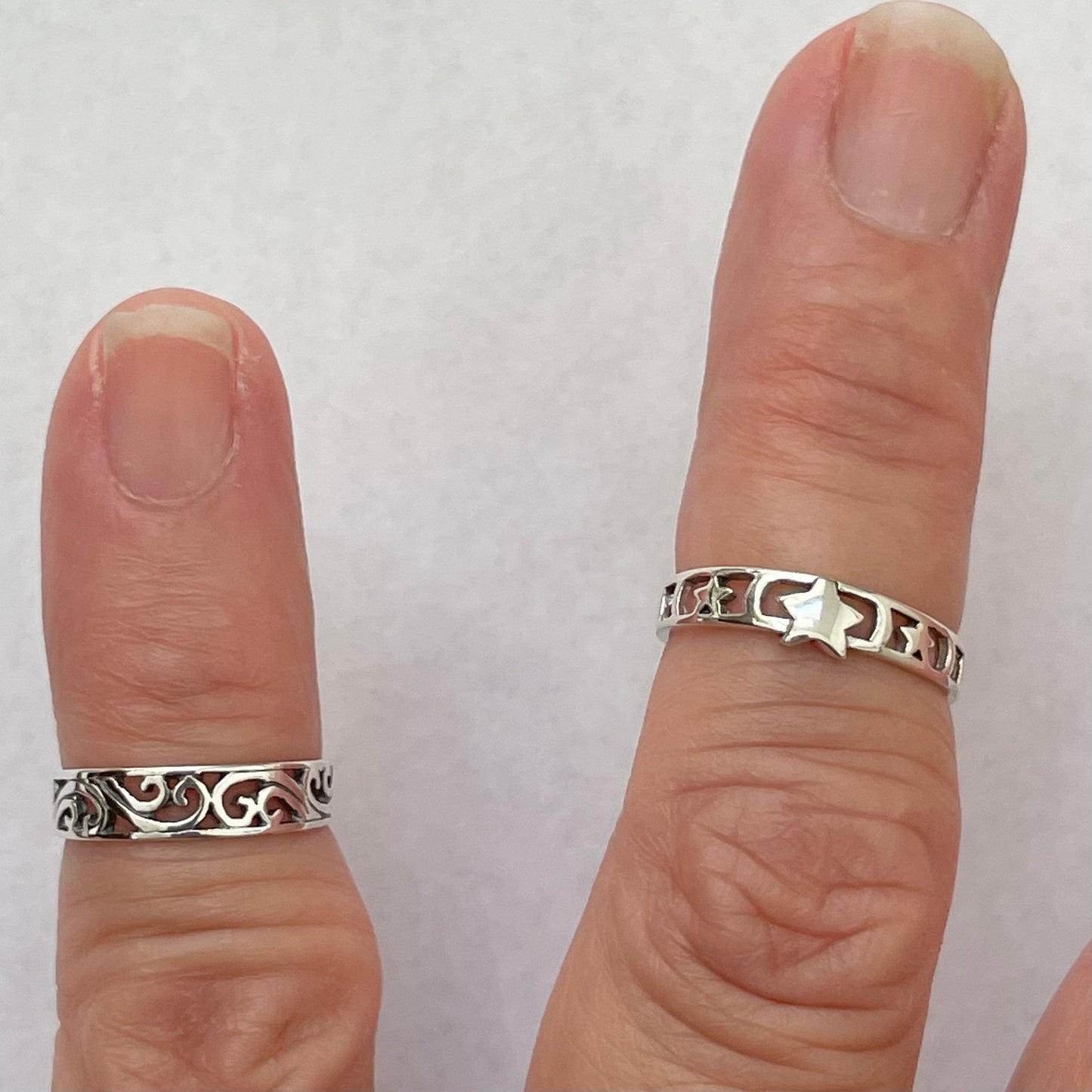 Sterling Silver Filigree Swirl Band Toe Ring - Boho Toe Band, Silver Mini Ring, Adjustable Ring or Toe, Swirls Toe Ring - Silver toe Band