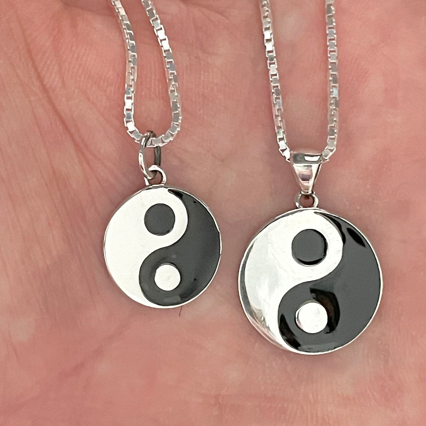Sterling Silver Small or Large Yin and Yang Pendant Necklace, Boho Necklace, Yin & Yang Pendant, Silver Necklace, Silver Chain Necklace