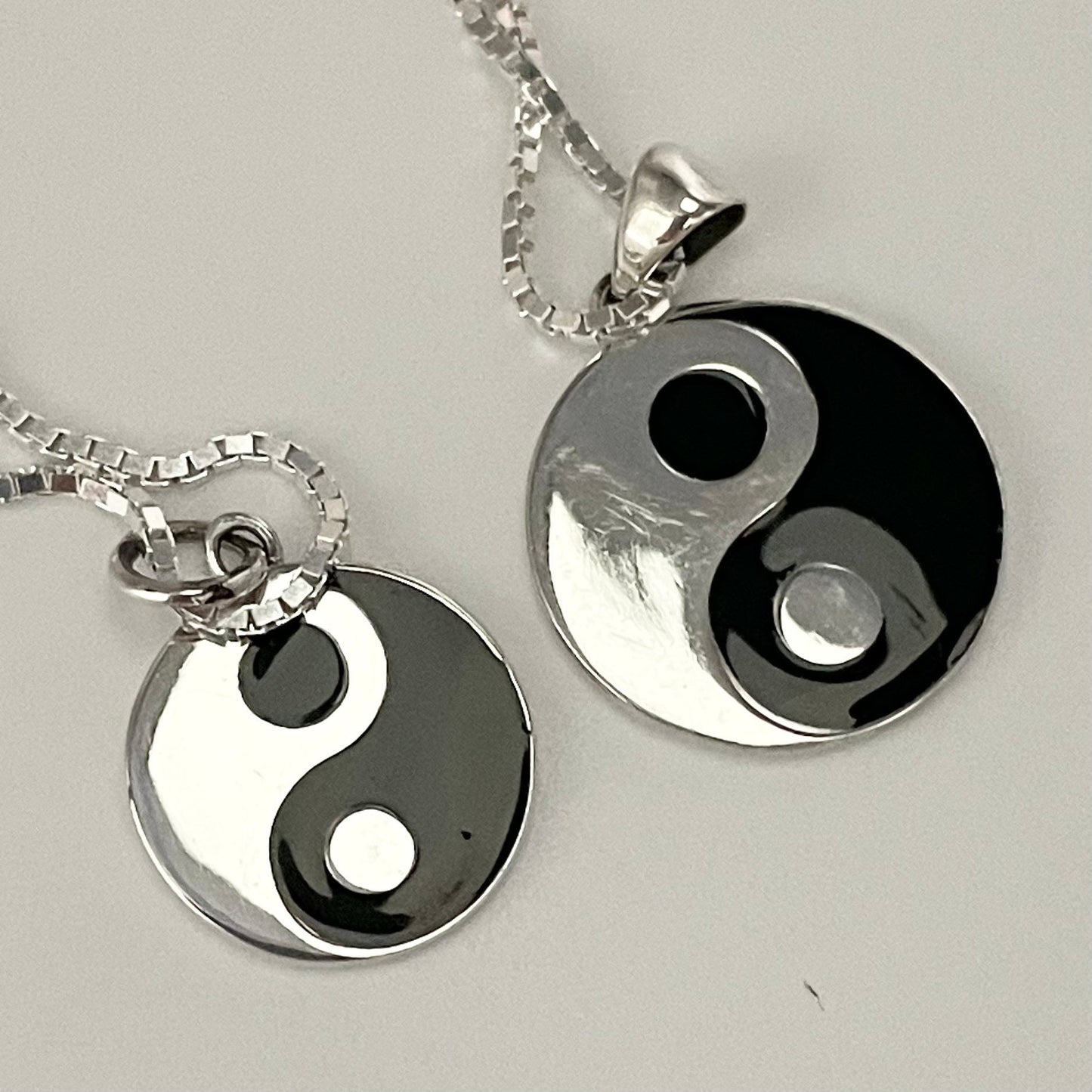 Sterling Silver Yin Yang Pendant Necklace: Oxidized Boho Jewelry