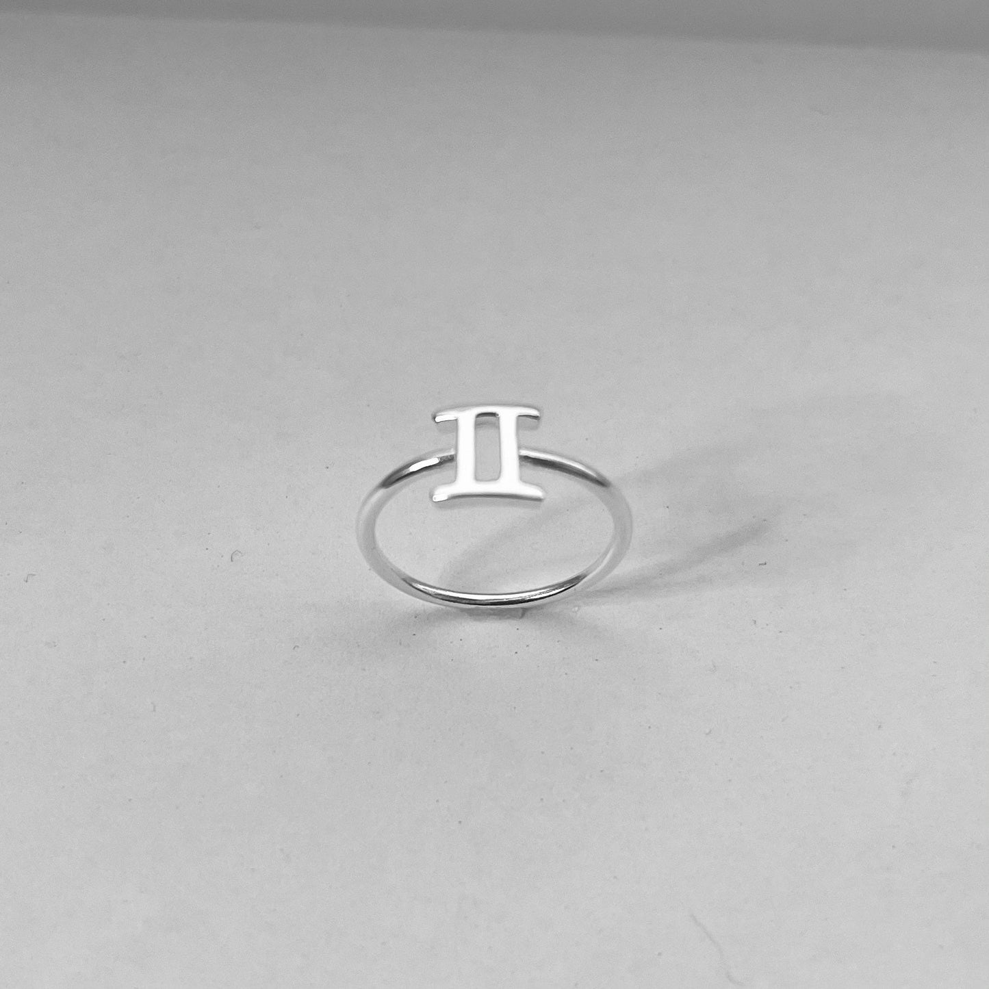 Gemini Zodiac Sterling Silver Ring: Dainty Horoscope Jewelry