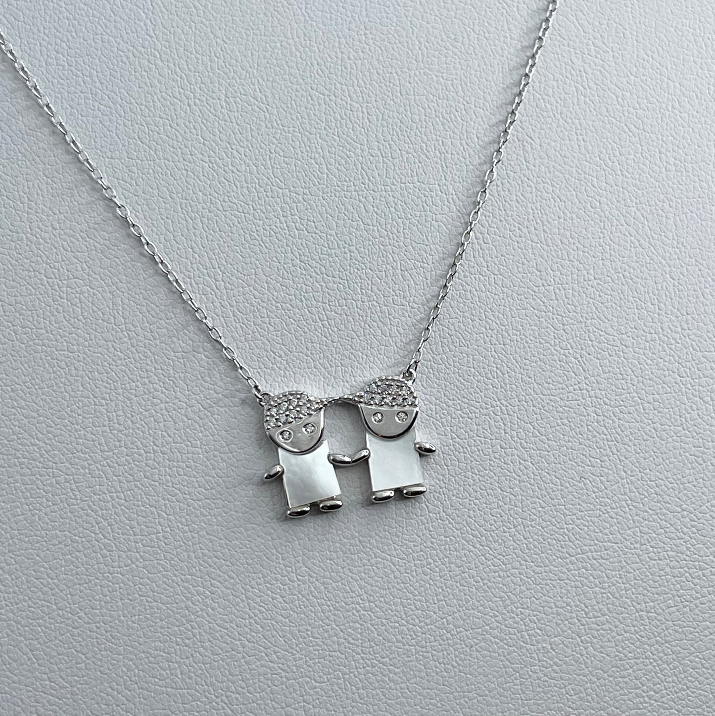 CZ Little Boys or Girls Sterling Silver Necklace, Grand Kids Pendant, Girls Necklace, Mommy Silver Pendant - Grandparent Silver Necklace