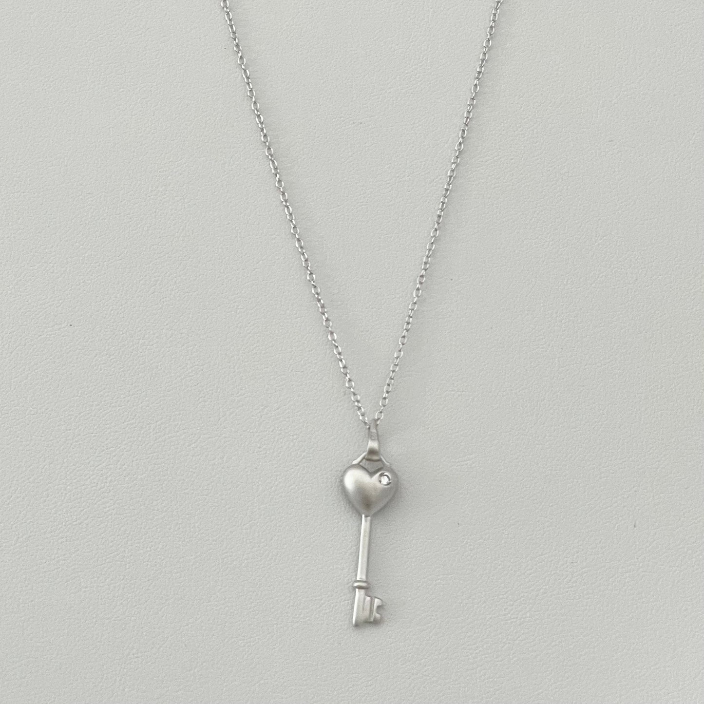 Sterling Silver CZ Heart Key Pendant and Necklace, Silver Love Necklace, Heart Necklace, Key Pendant, Key to my Heart Ring, Silver Necklace.