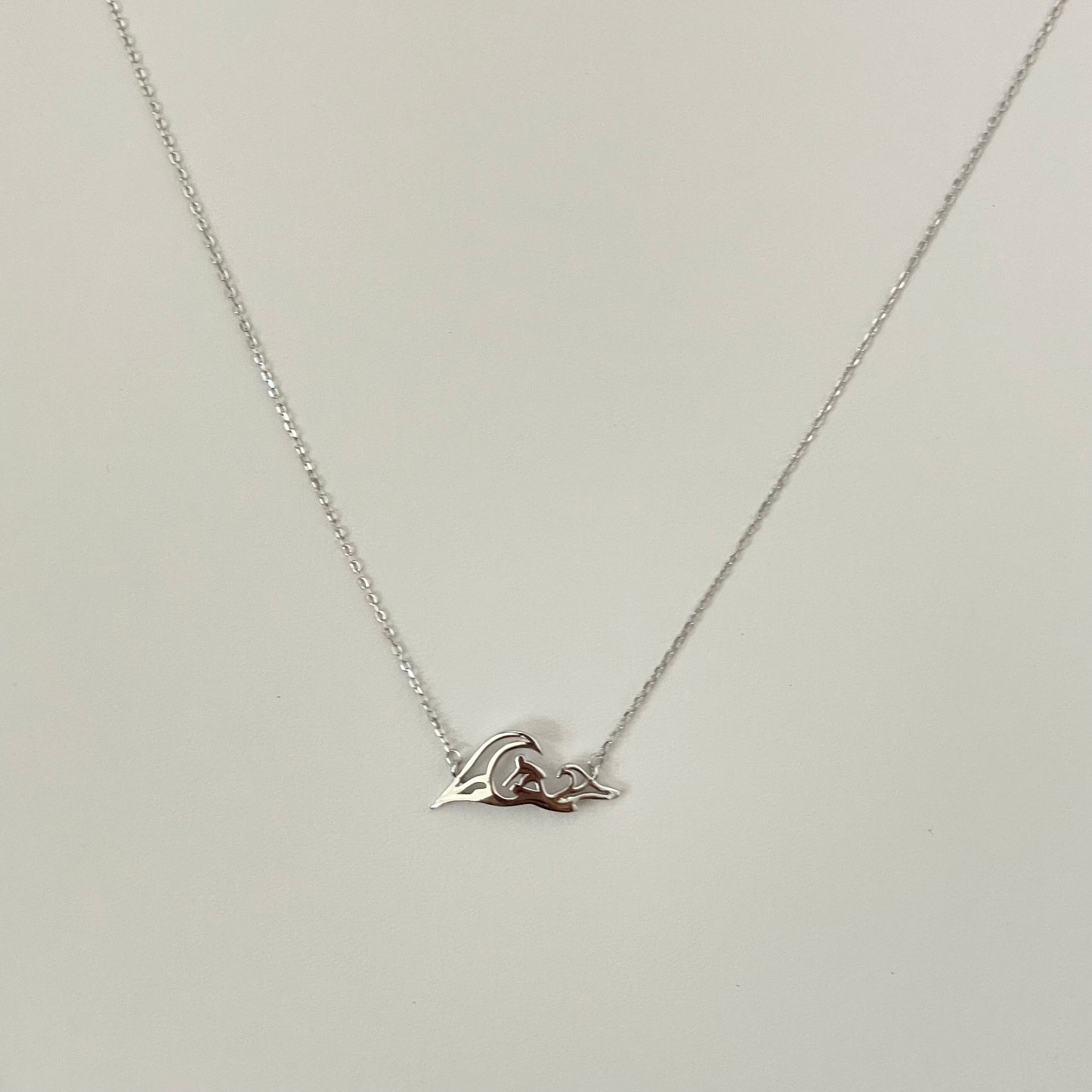 Surfer Waves Pendant Sterling Silver Necklace, Silver Beach Necklace, Surfer silver Necklace, Waves Pendant, promise Silver Necklace