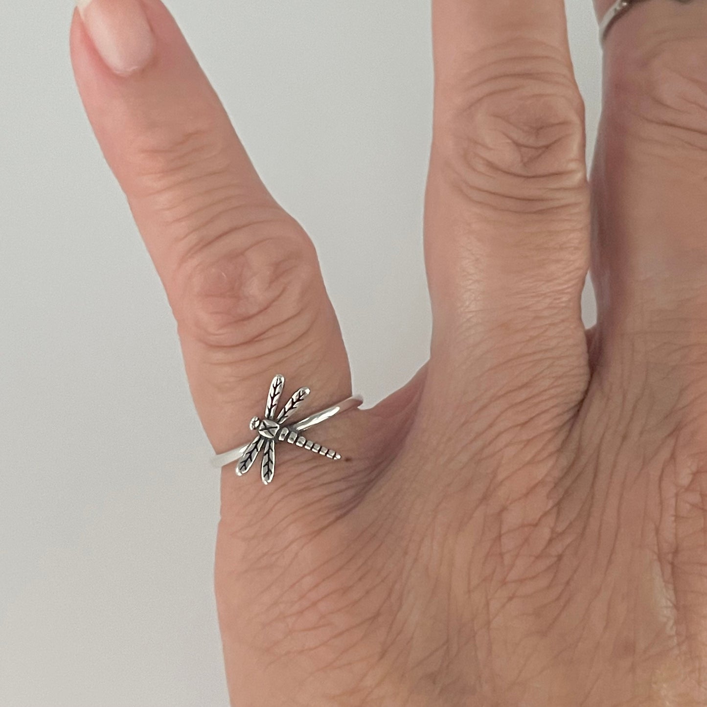 Dainty Dragonfly Sterling Silver Ring: Oxidized Boho Statement Ring