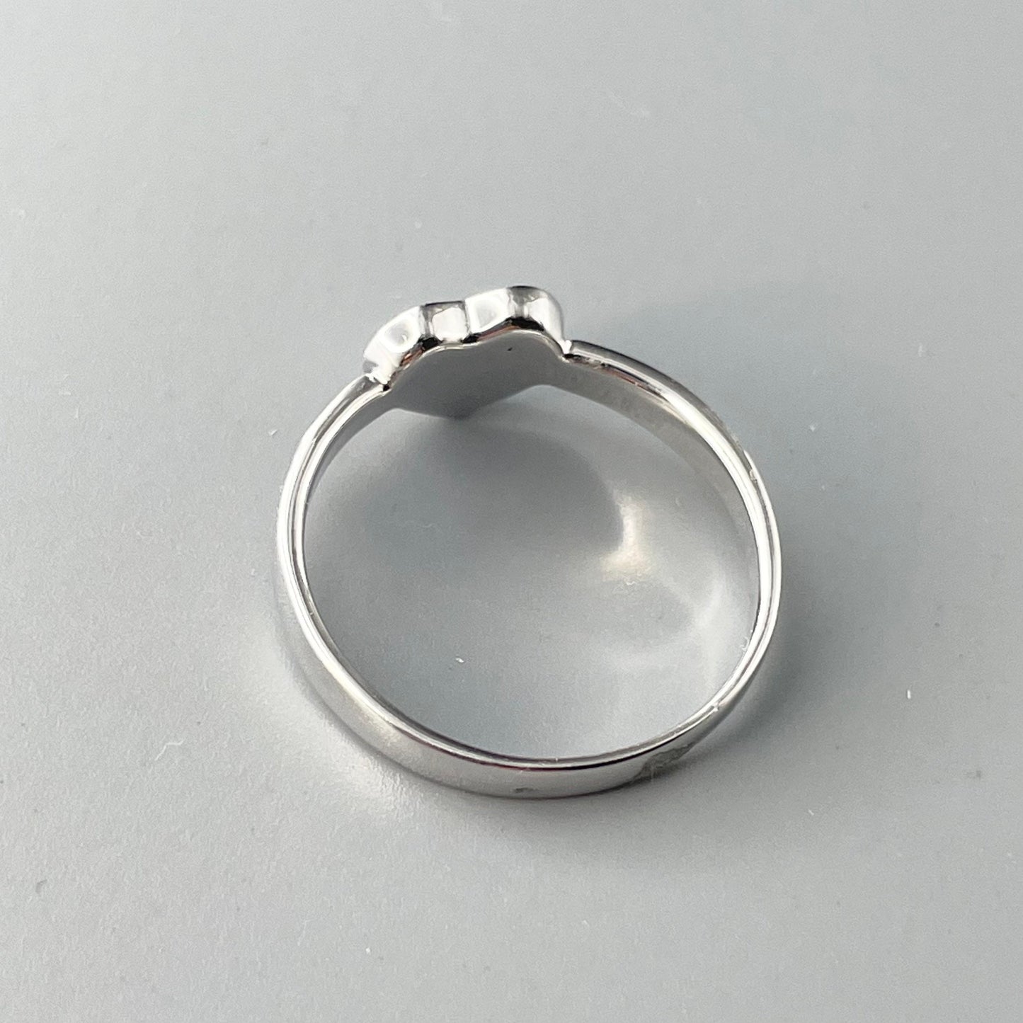 Sterling Silver White Opal Heart Ring: Promise Love Ring
