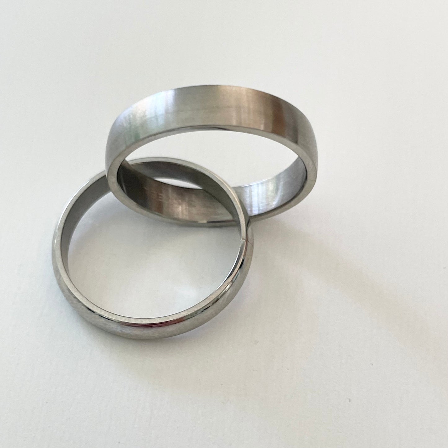 Stainless Steel Plain 5 and 4mm Band, Wedding Ring, Unisex Ring, Statement Band, Stackable Ring