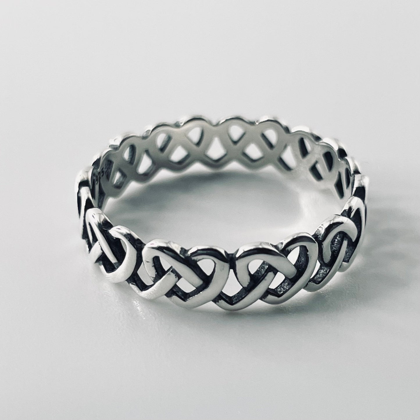 Eternity Pretzel Knot Heart Sterling Silver Band, Promise Ring, Heart Ring, Friendship Ring, Anniversary Ring, love you Ring, Thank you Ring
