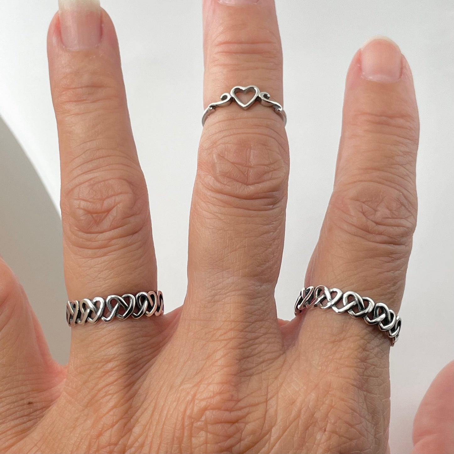 Eternity Pretzel Knot Heart Sterling Silver Band, Promise Ring, Heart Ring, Friendship Ring, Anniversary Ring, love you Ring, Thank you Ring